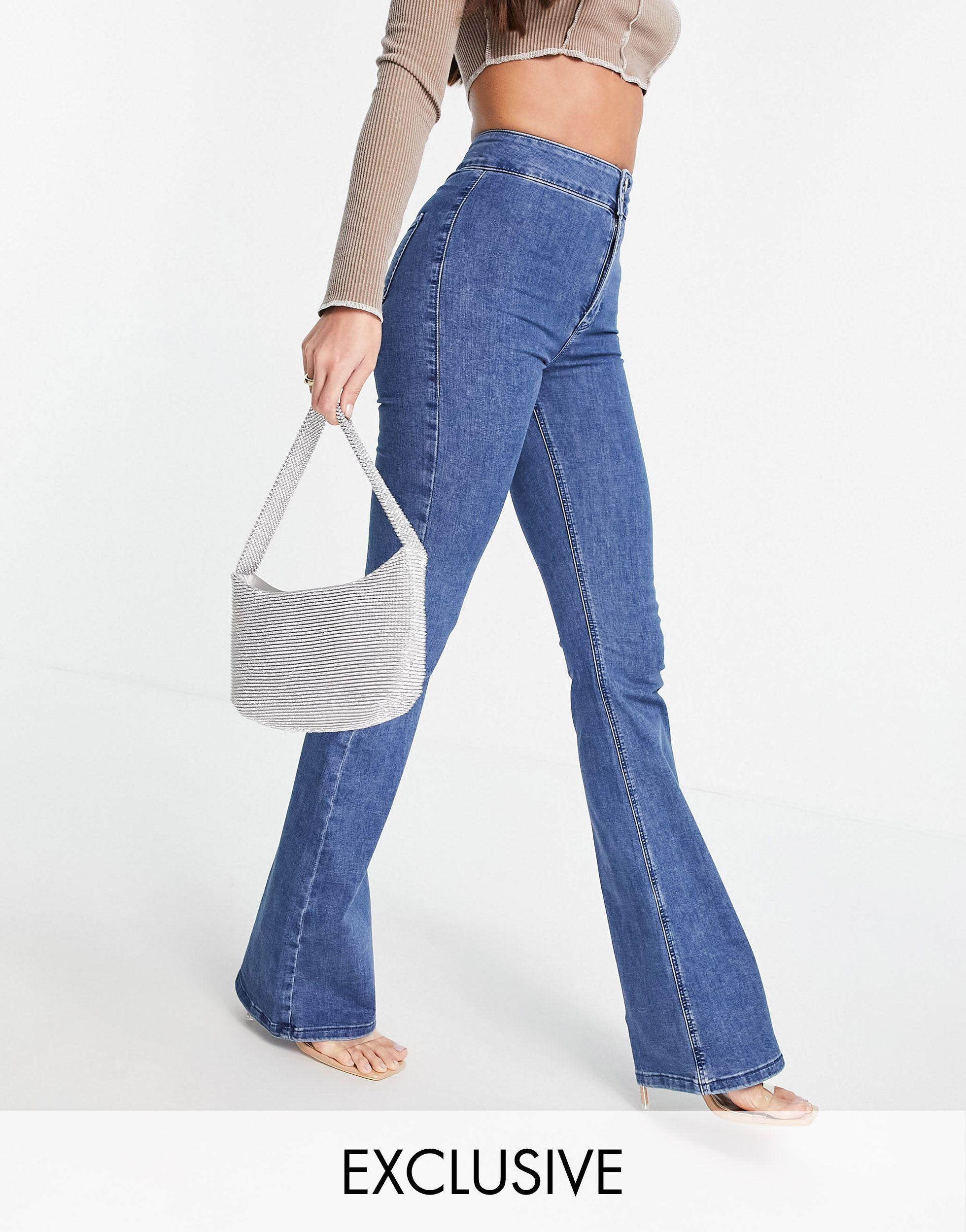 TOPSHOP Denim Flared Joni Jeans in Mid 