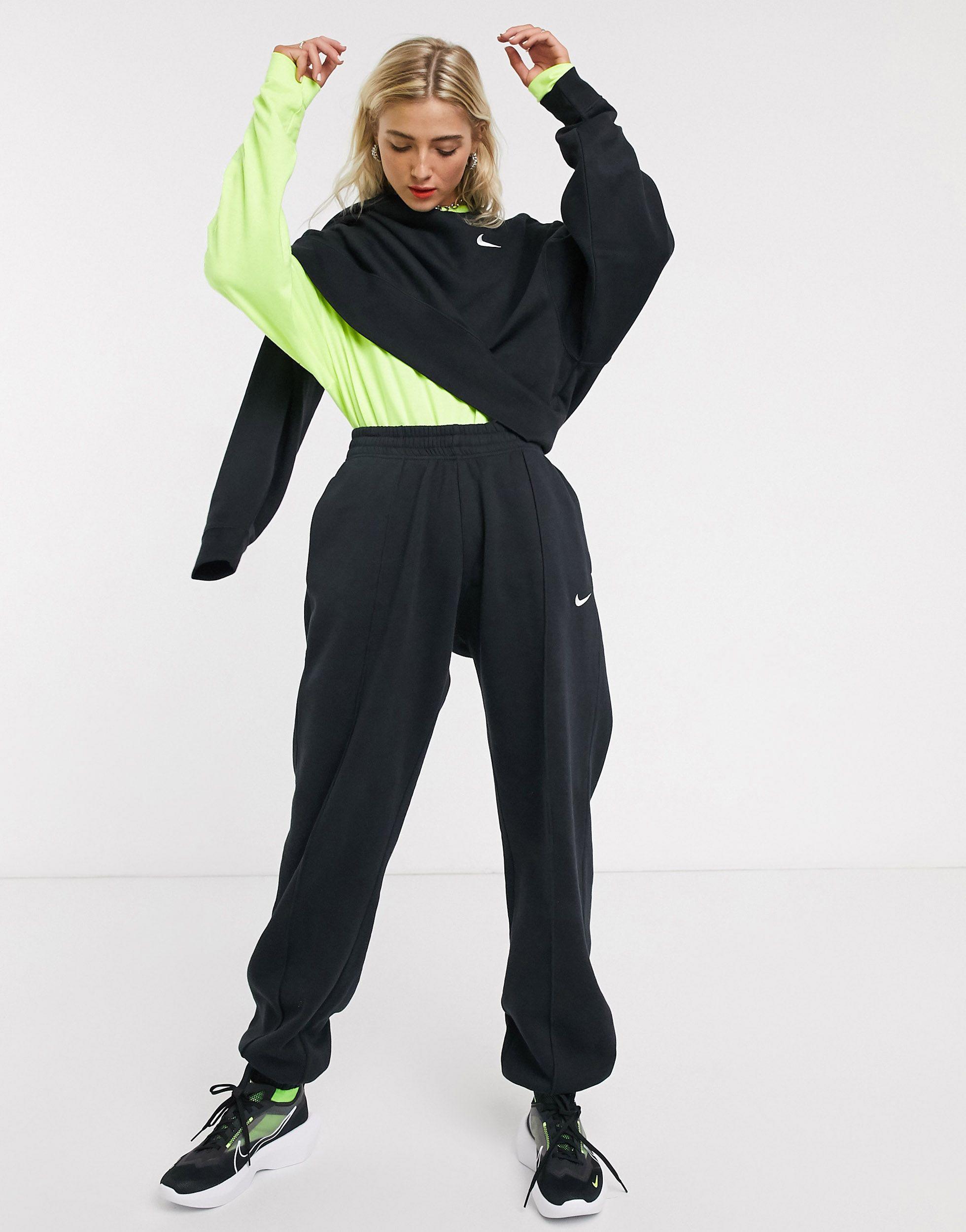 Nike Cotton Mini Swoosh Oversized Trackies in Black - Lyst