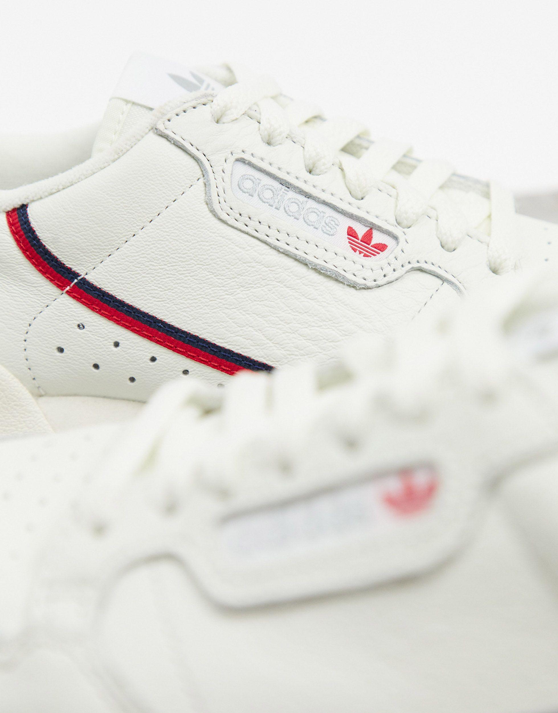 adidas originals continental 80's sneakers in off white and red
