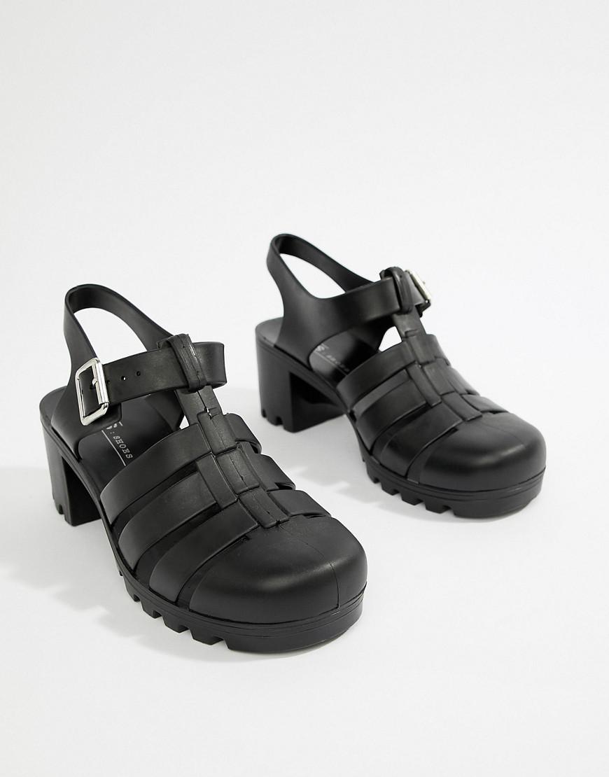 ASOS Denim Tourist Jelly Heeled Sandals in Black - Lyst