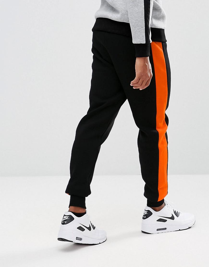 Hype Skinny Joggers In Black With Orange Stripe for Men | Lyst