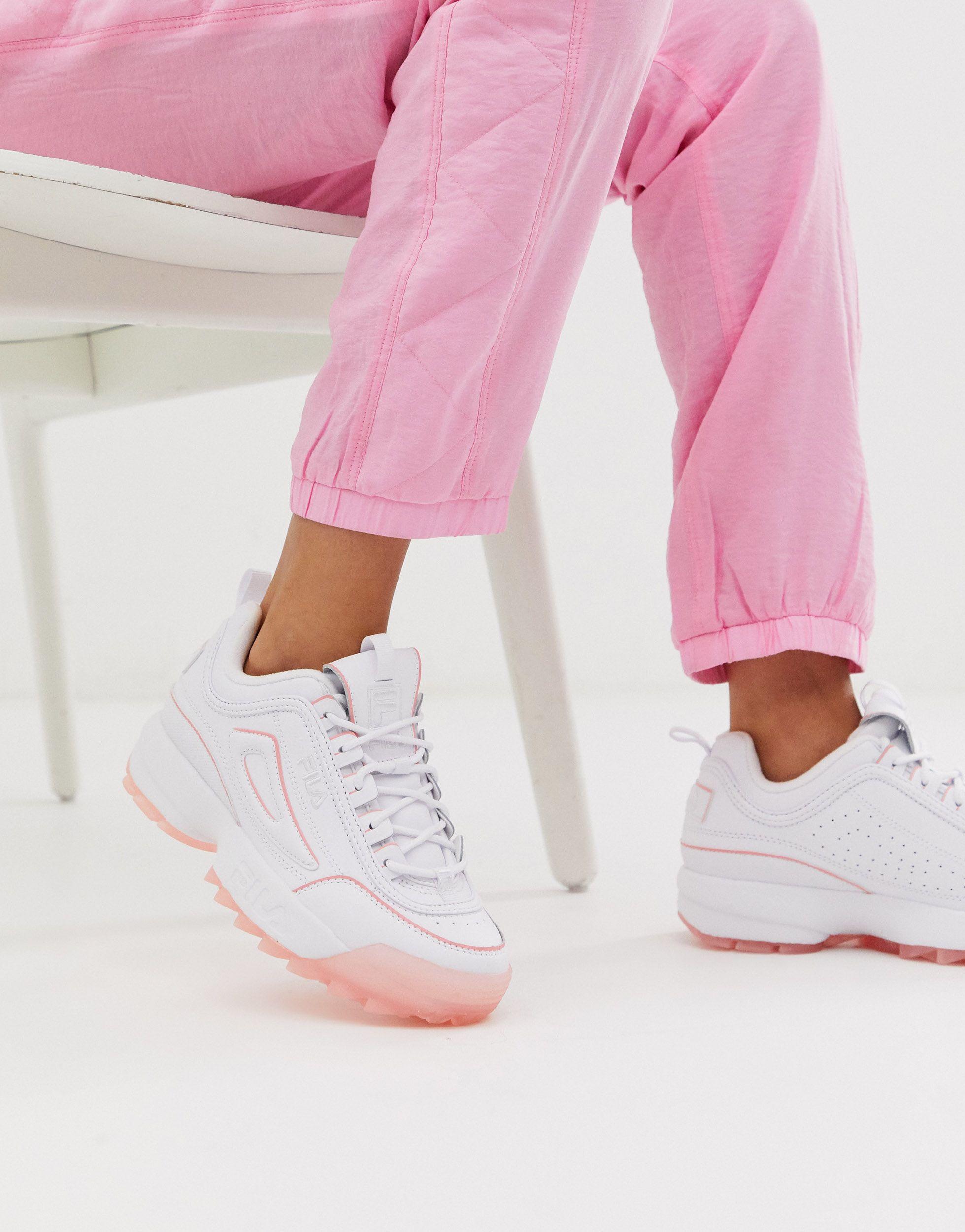 fila white and pink trainers