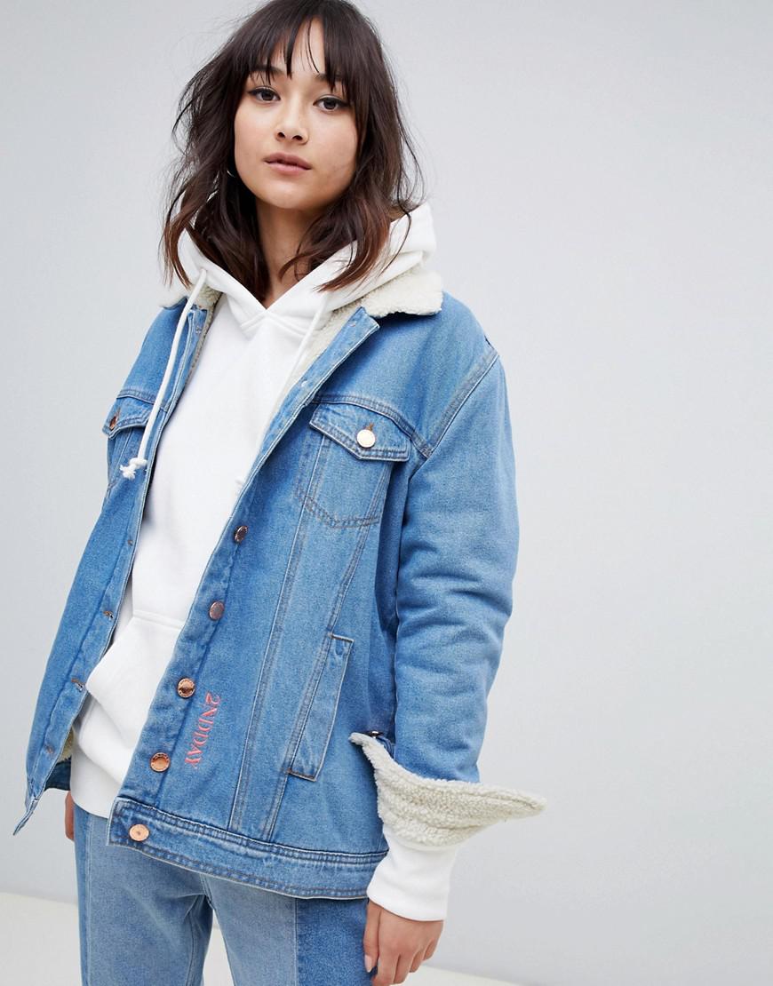 Denim jacket with teddy lining Clearance