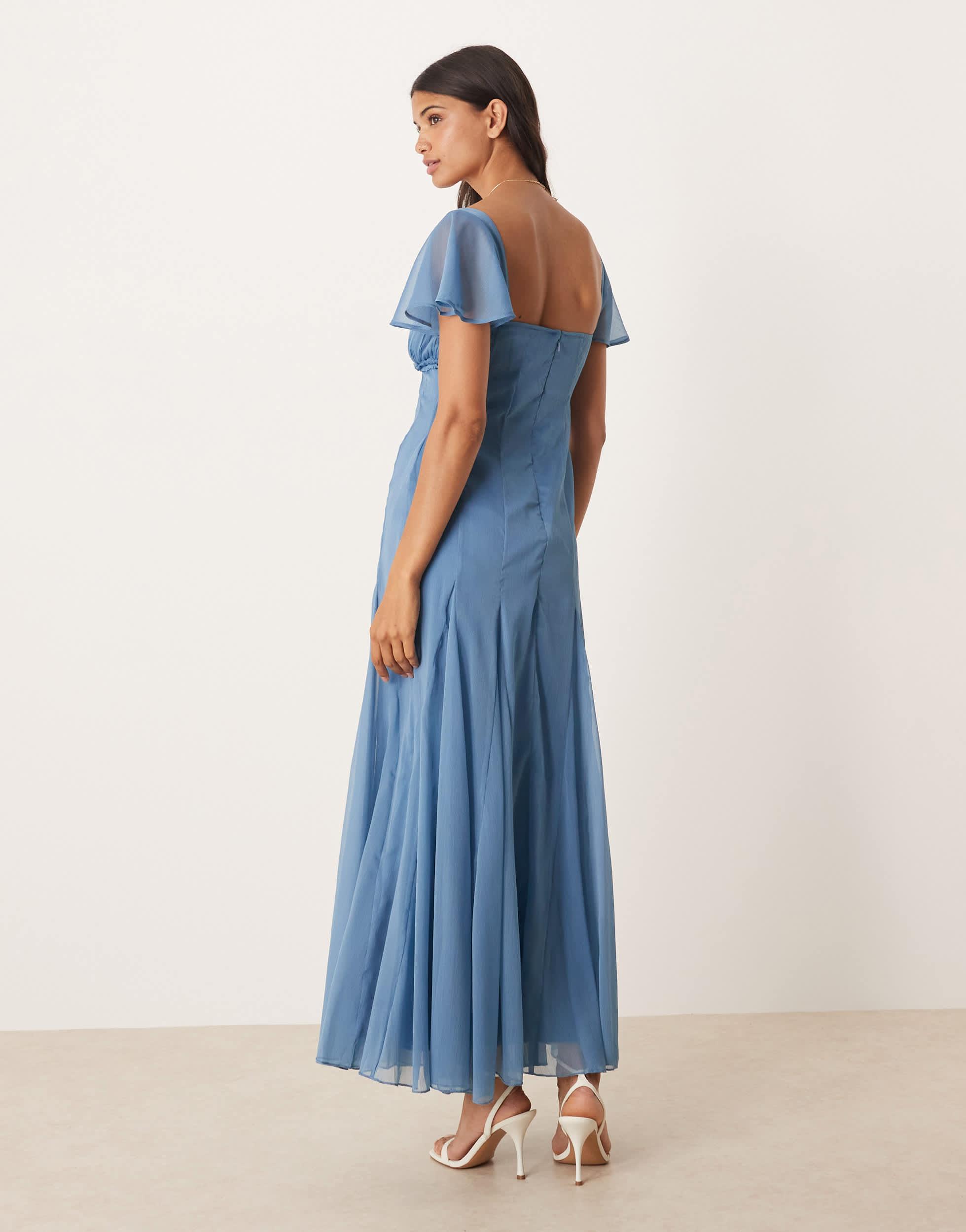 asos design bridesmaid short sleeve ruched maxi dress ASOS Design Bridesmaid short sleeve ruched maxi