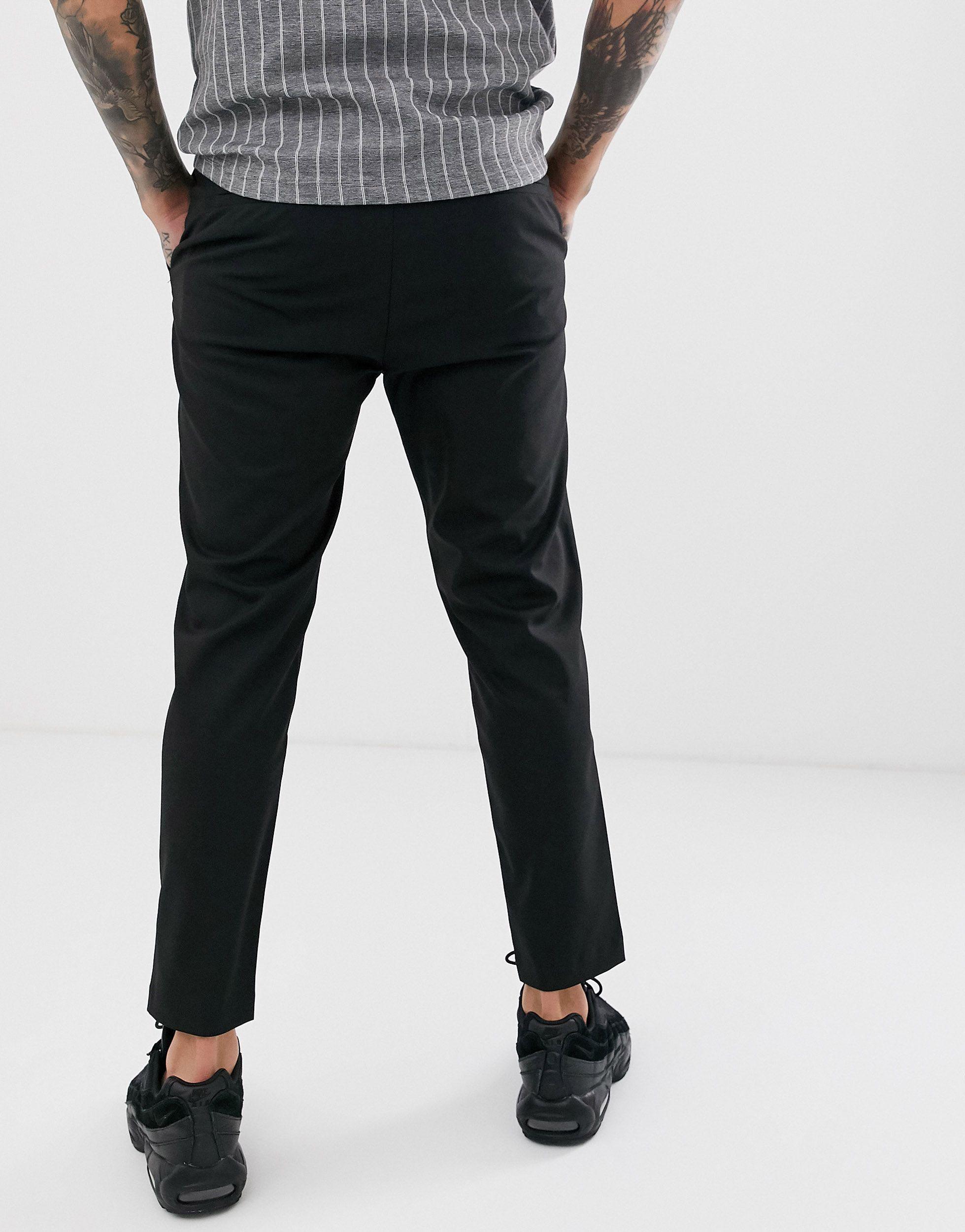 Bershka Skinny Cropped Trousers in Black for Men - Lyst