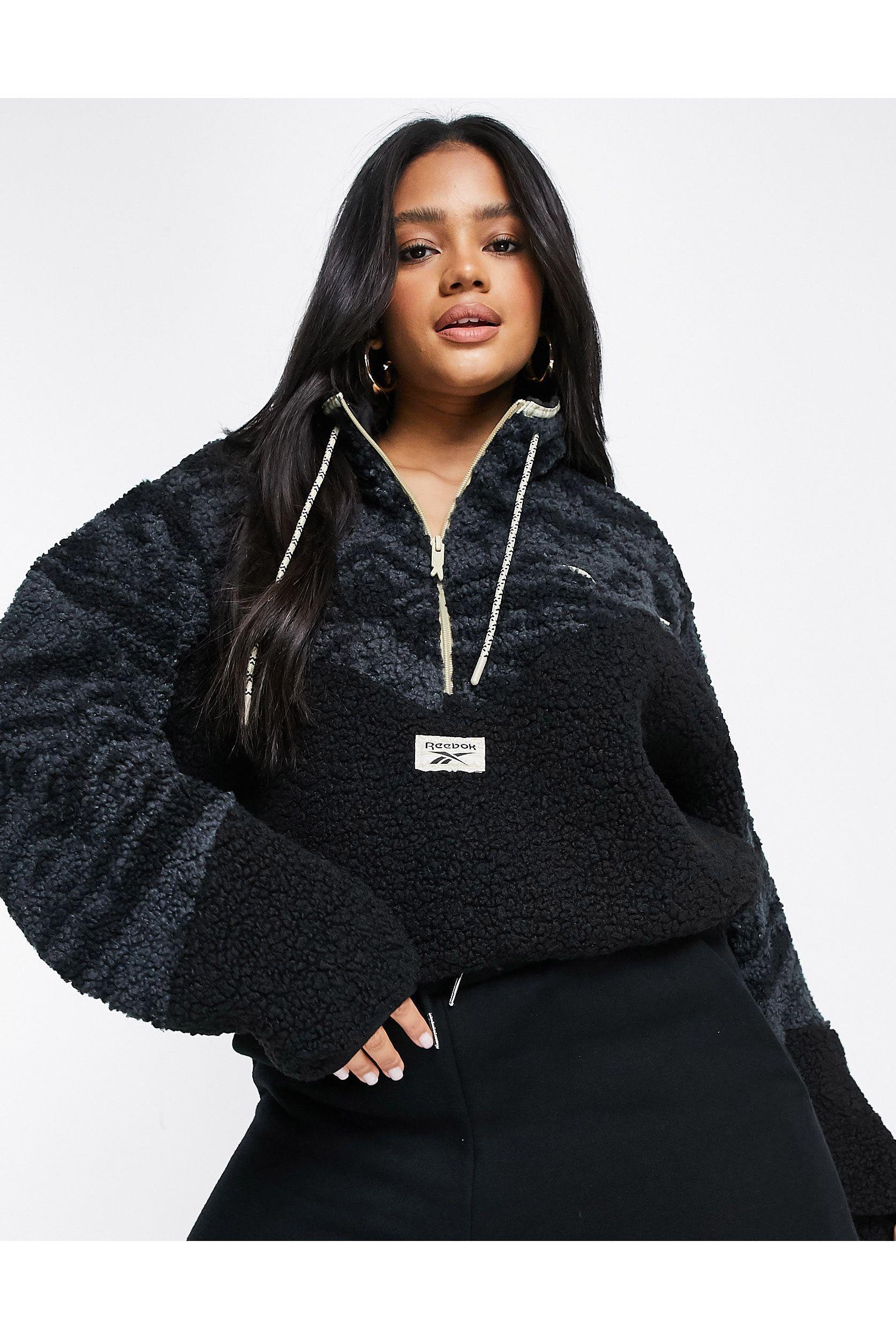 Reebok small logo aztec half zip fleece in black Clearance