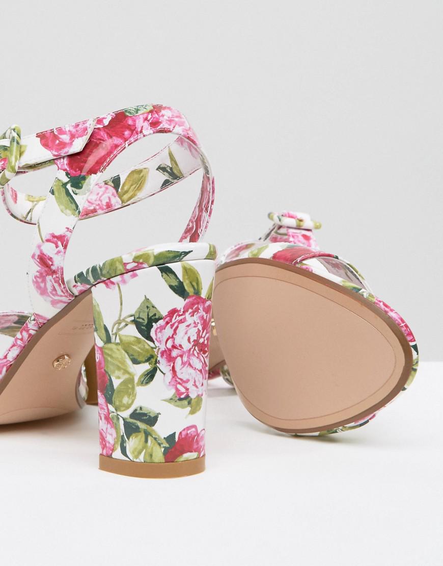 Lyst - Dune Marygold Peonie Print Block Heel Sandals in White