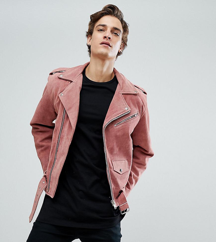 Reclaimed (vintage) Inspired Real Suede Biker Jacket in Pink for Men | Lyst  Canada