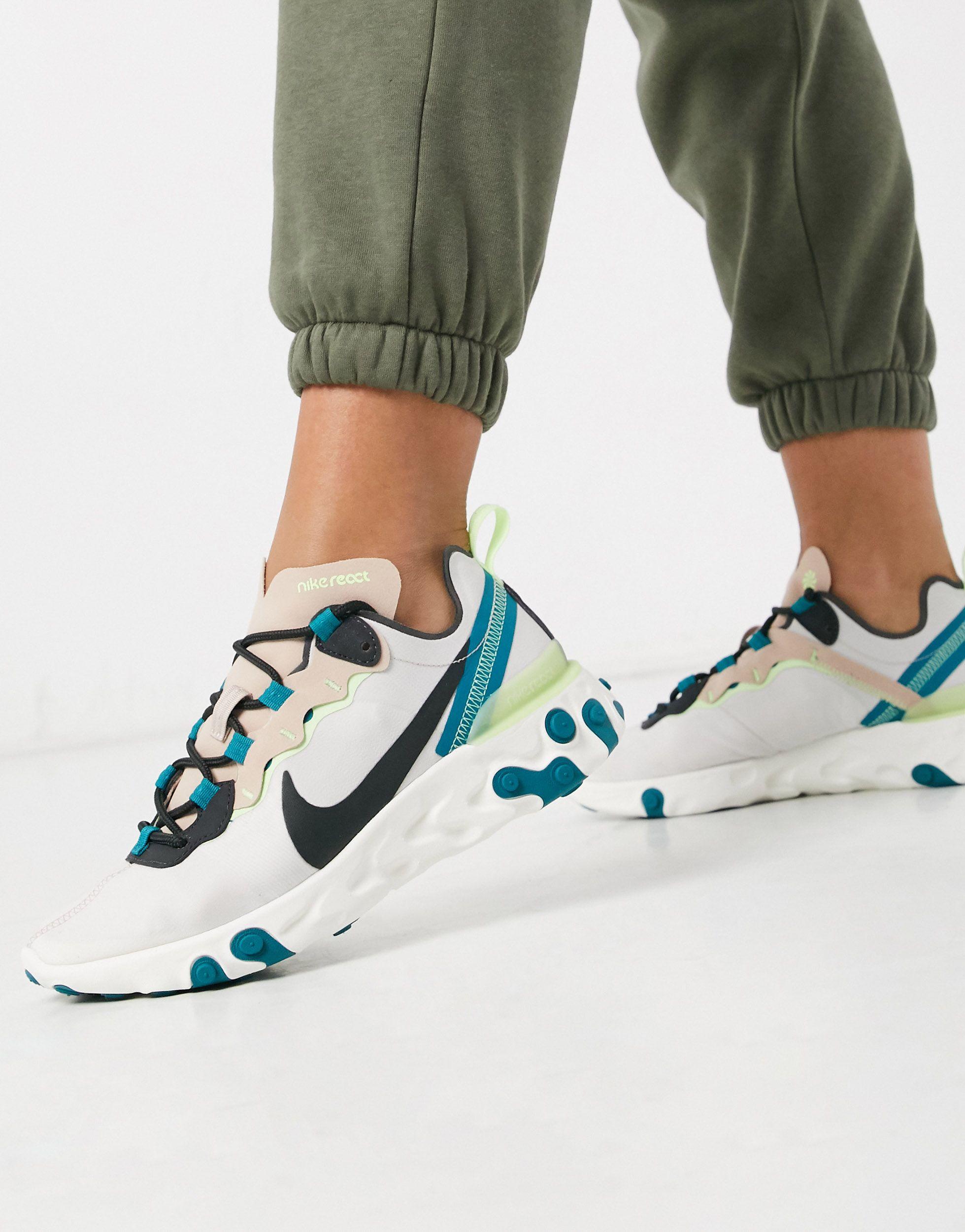 nike beige react element 55 trainers