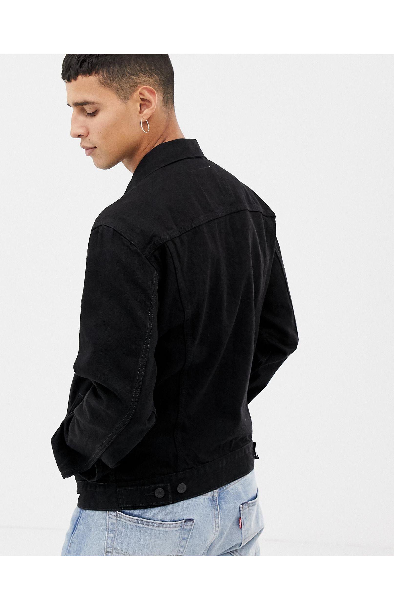 levi's berk denim trucker jacket in black