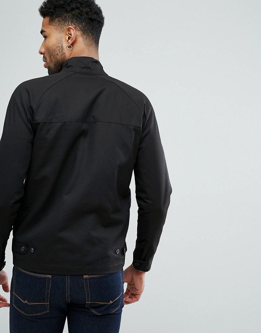 ASOS Denim Tall Harrington Jacket With Funnel Neck In Black for Men - Lyst
