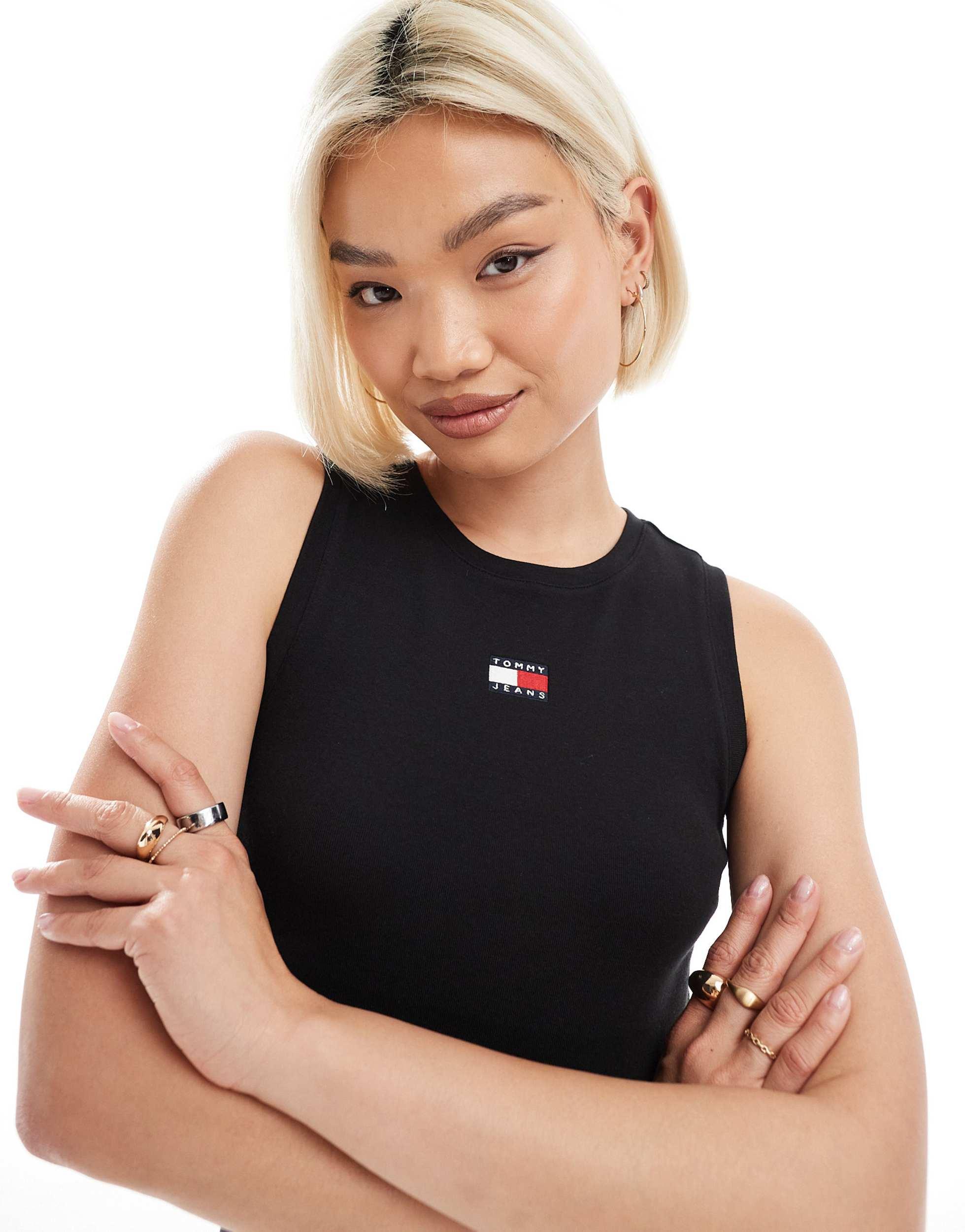 売れ筋商品|||トミー ヒルフィガー Tシャツ レディース トップス SLIM SQUARE TANK - Top - black Tommy Hilfiger Sleeveless and tank tops for Women | Online
