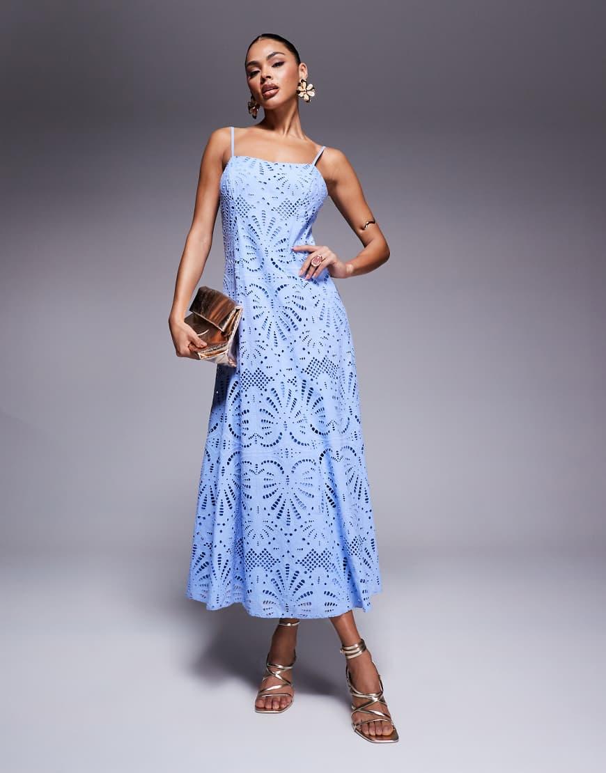Forever New Broderie Midaxi Dress in Blue | Lyst UK