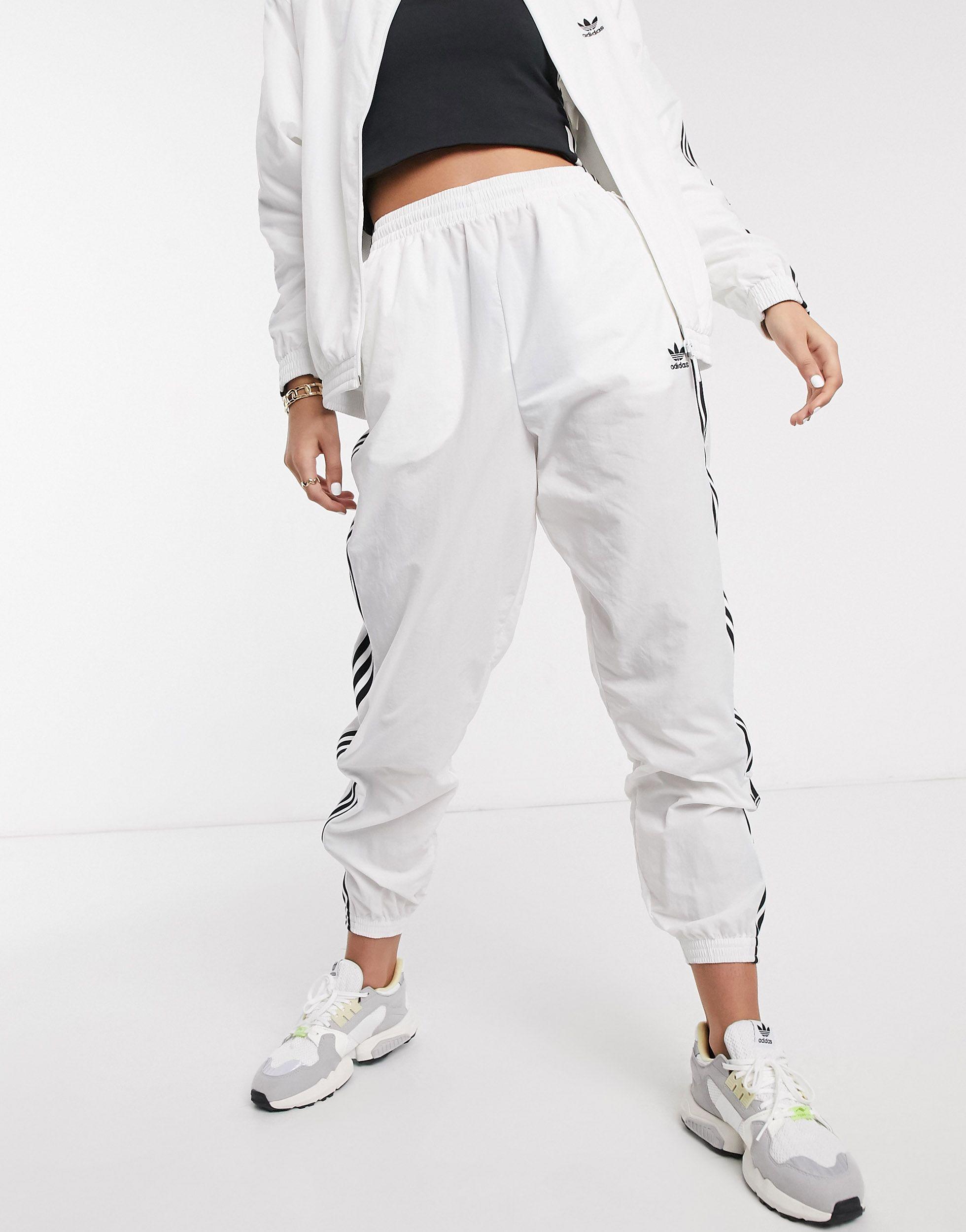adidas Originals Cotton Adicolor Locked Up Logo Track Pants in White - Lyst