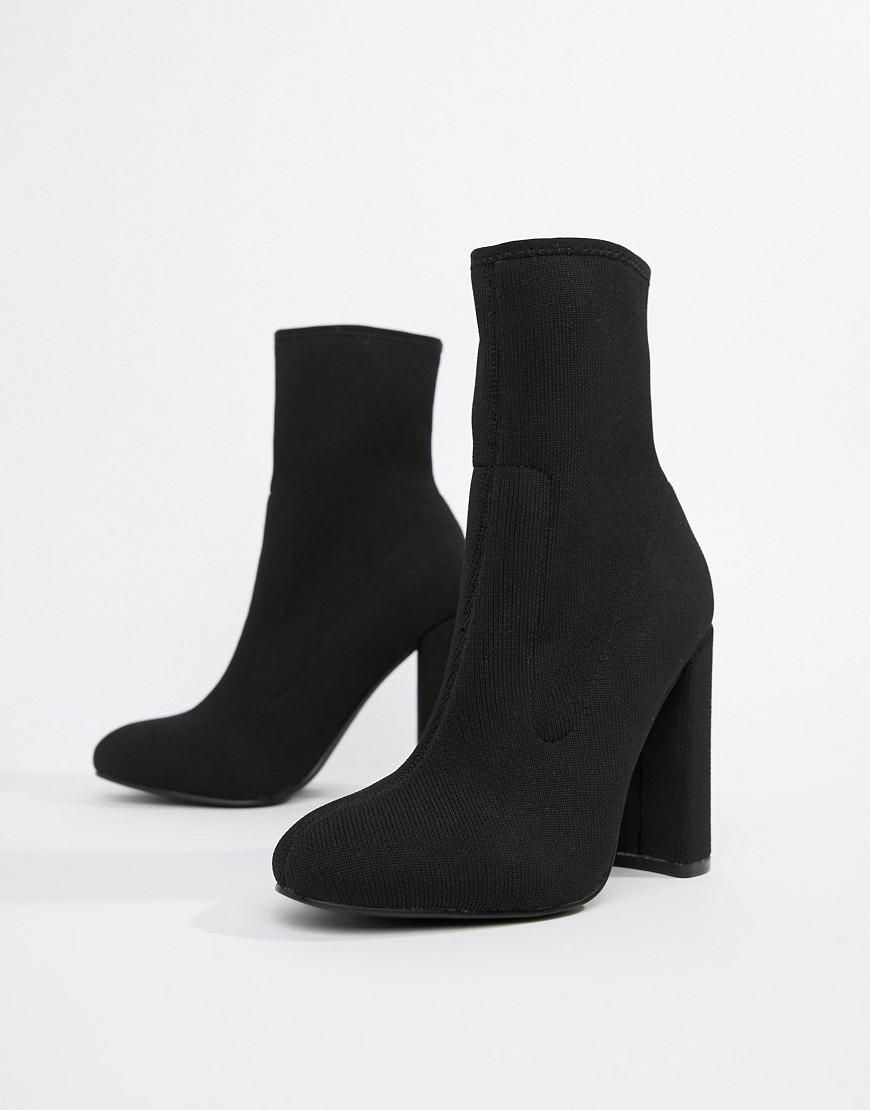 ASOS Denim Expose Knitted Sock Boots in Black - Lyst
