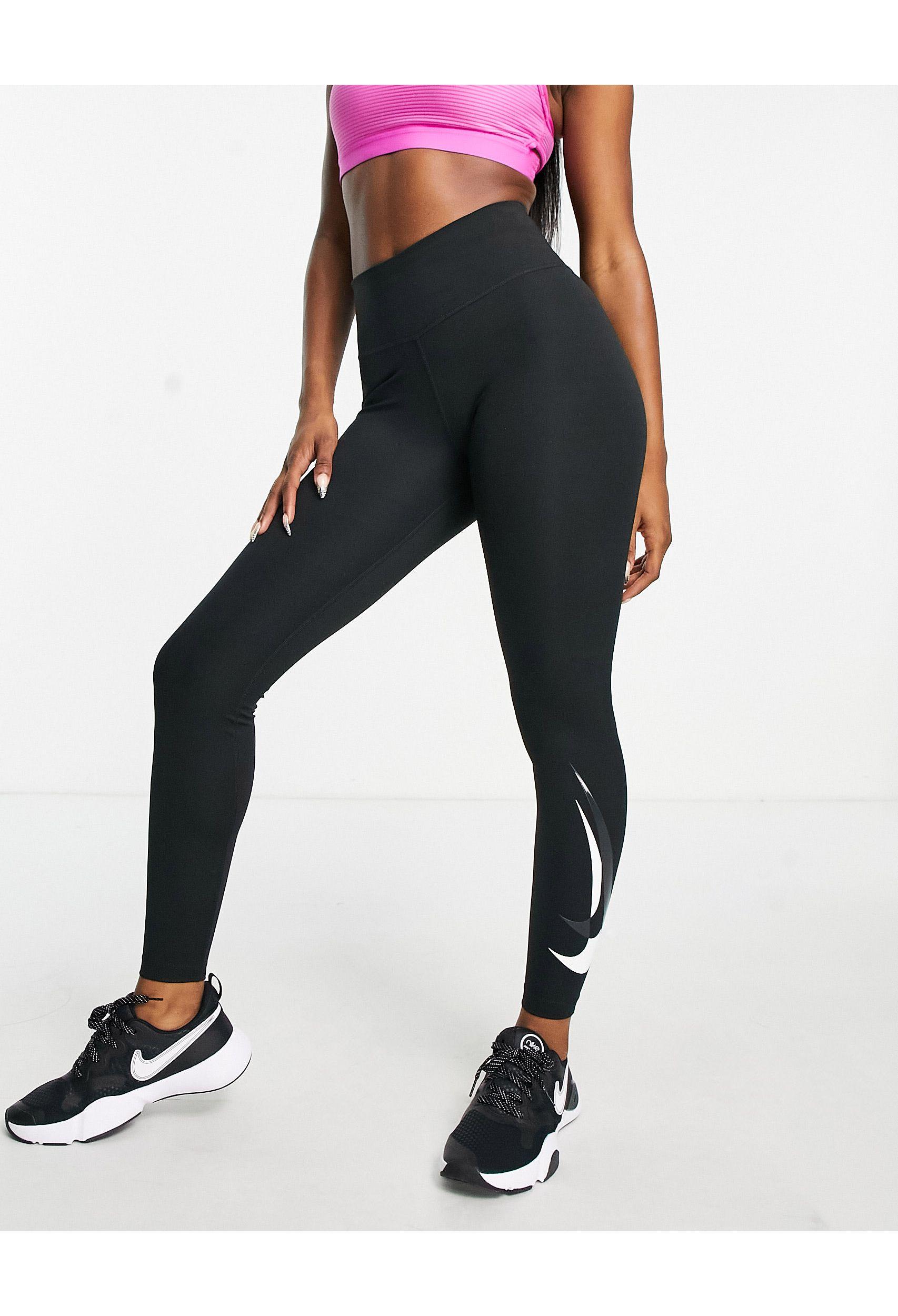 Nike Dri-fit Swoosh Run 7/8 leggings in Black | Lyst