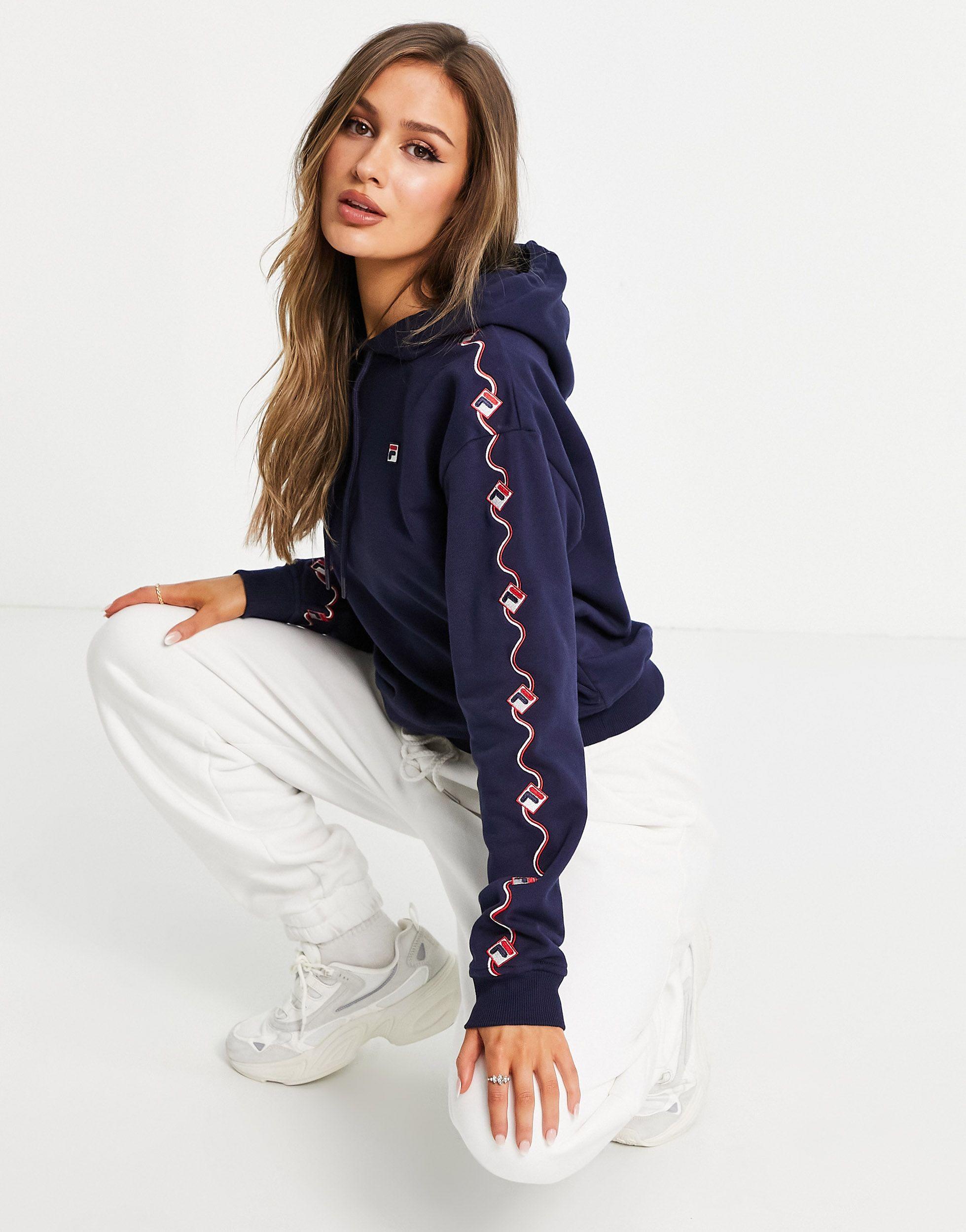 Sudadera azul marino con capucha y logo bordado Fila de color Azul | Lyst