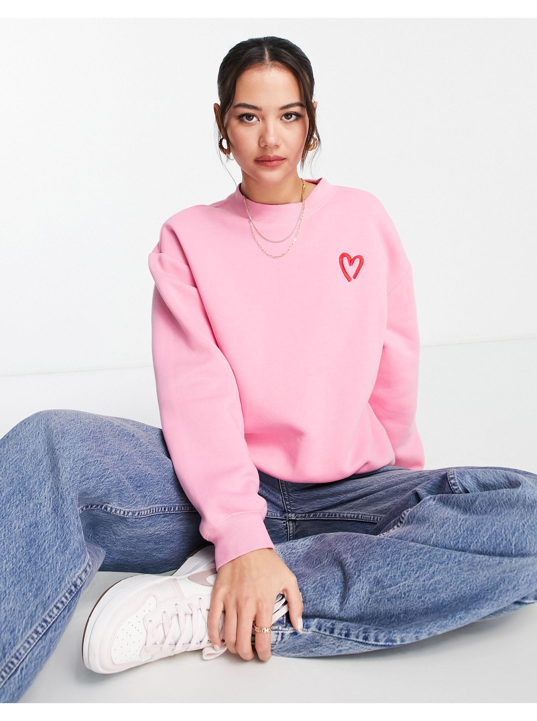 Highland romanforfatter Cosmic Monki Sweatshirt With Heart Embroidery in Pink | Lyst