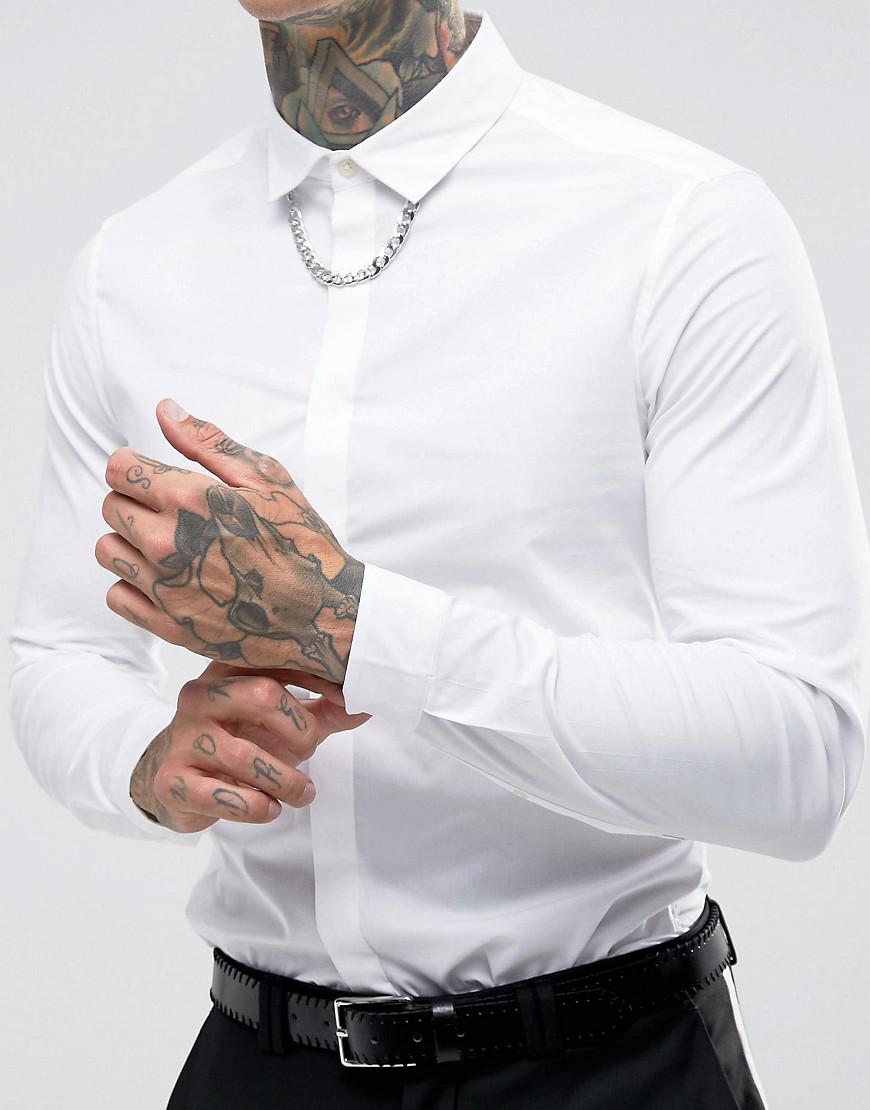 ASOS Slim Fit Shirt With Chain Detail in White for Men | Lyst