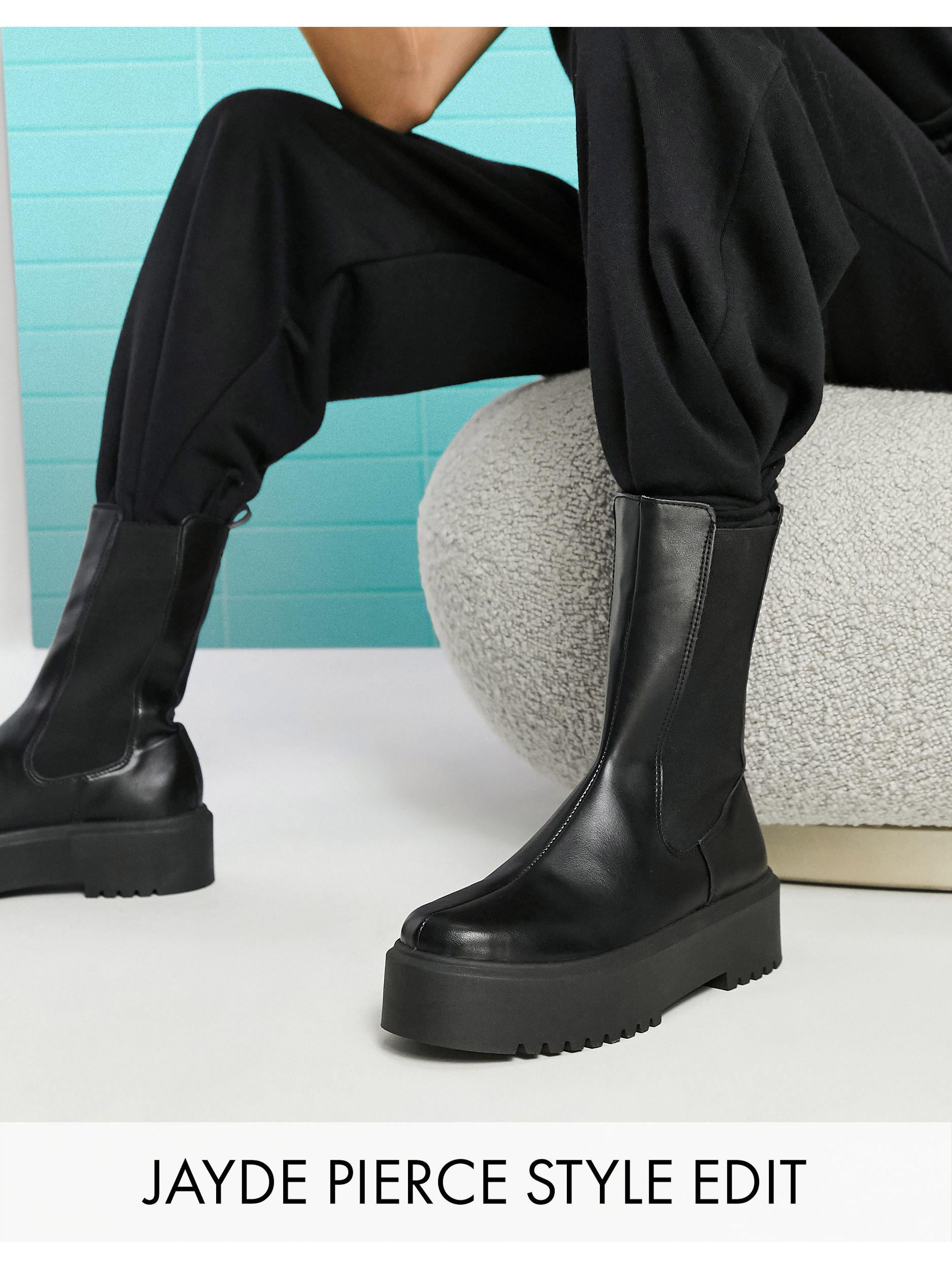 ASOS Alana Chunky Chelsea Boots in Black | Lyst Australia