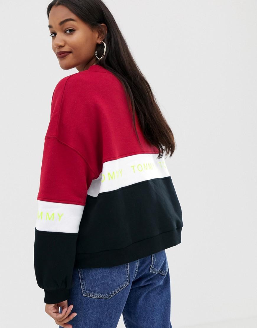 tommy jeans colour block logo sweatshirt