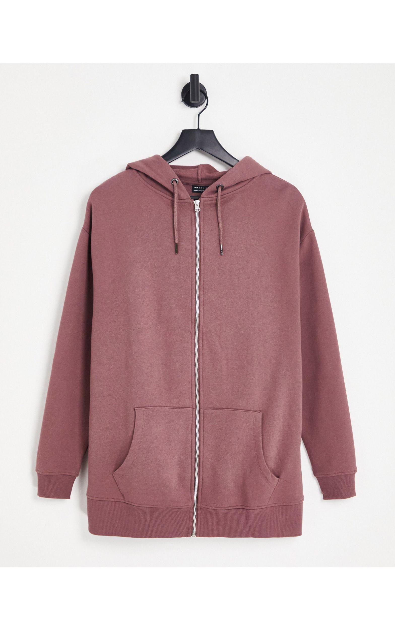 Maternity - felpa oversize con cappuccio e zip color visone di ASOS in Rosa  | Lyst