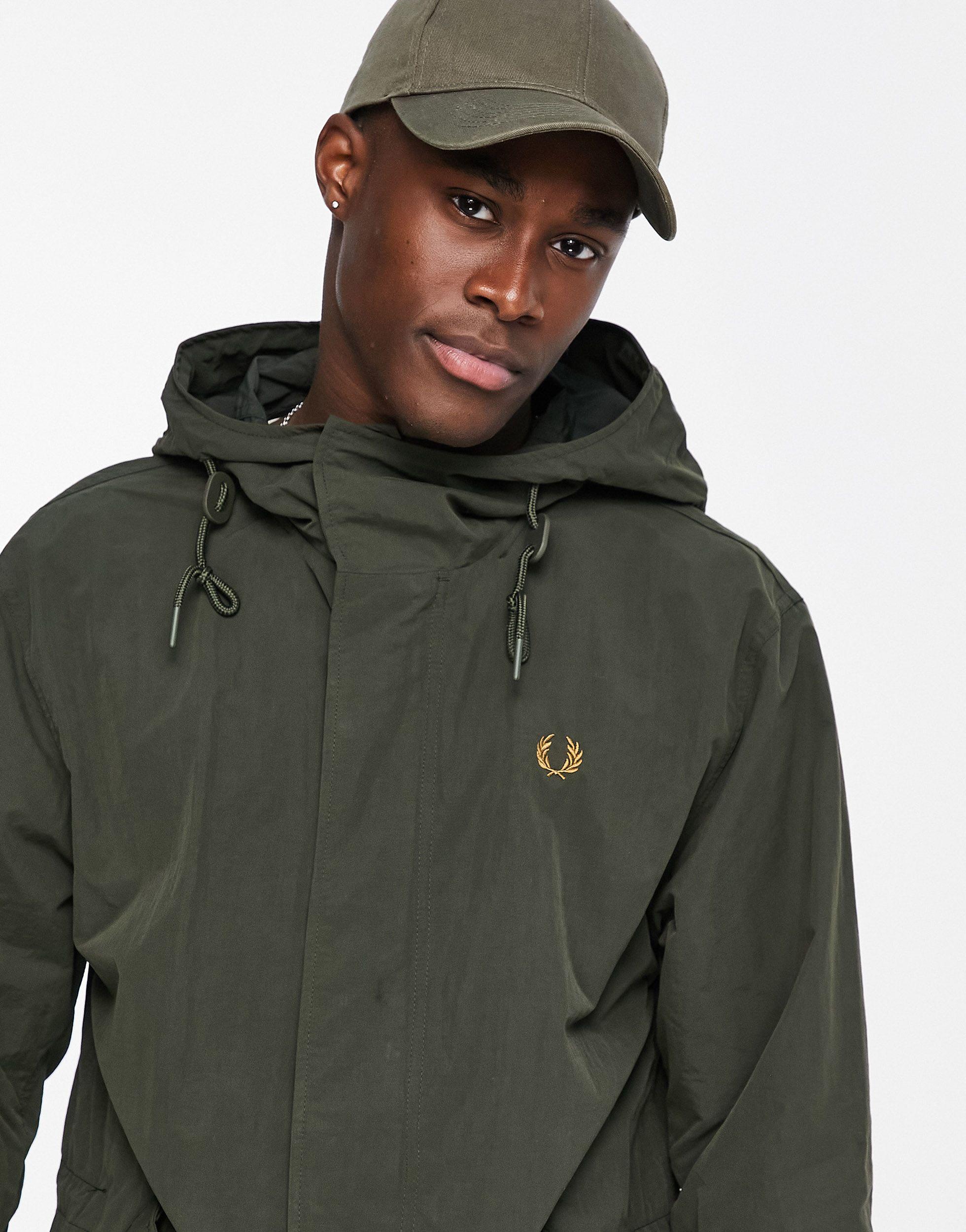 Parka caqui shell Fred Perry de hombre de color Verde