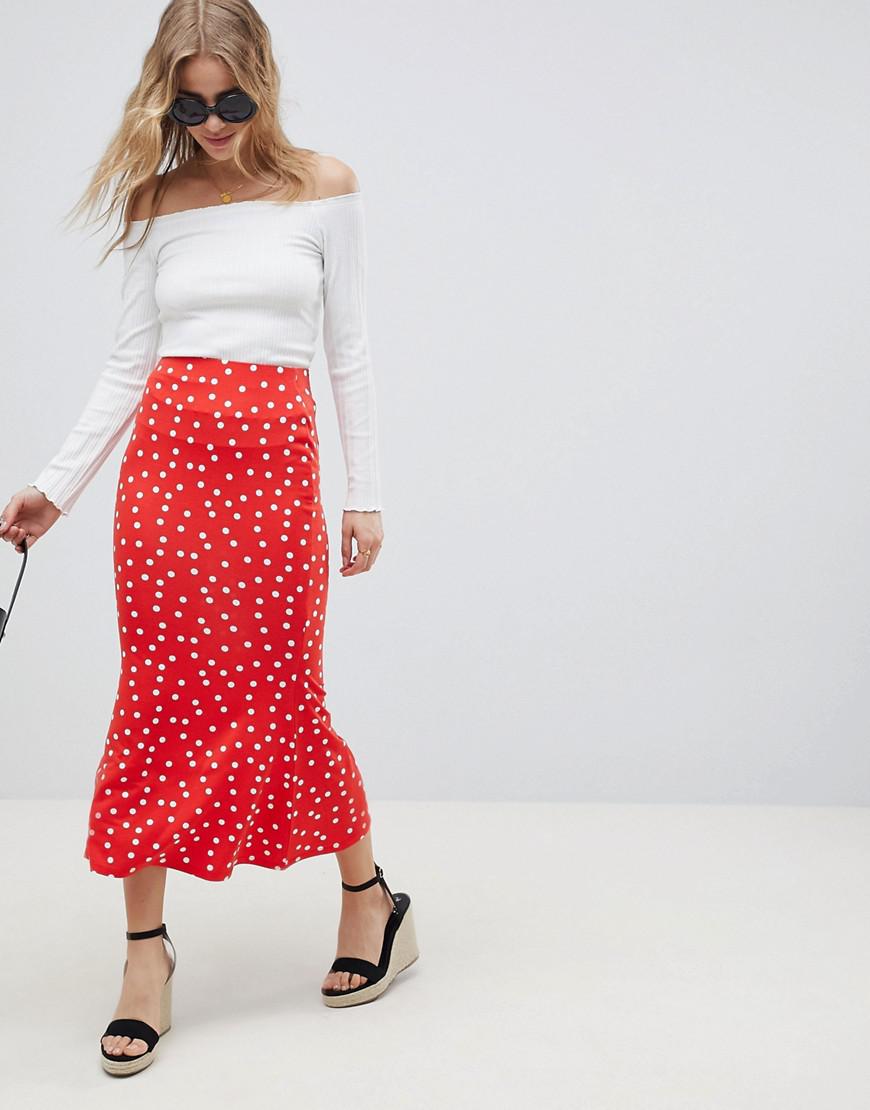 asos polka dot midi skirt