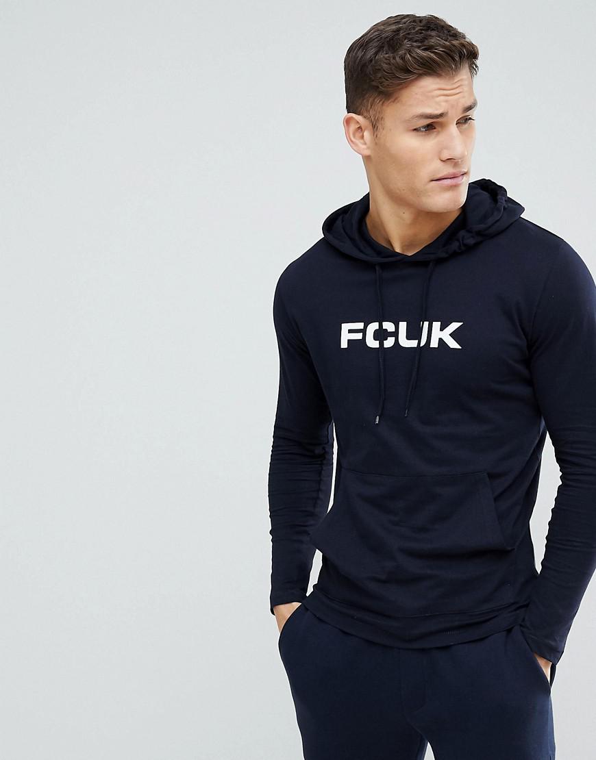 French Connection Fcuk Long Sleeve Top With Hood in Navy (Blue) for Men -  Lyst