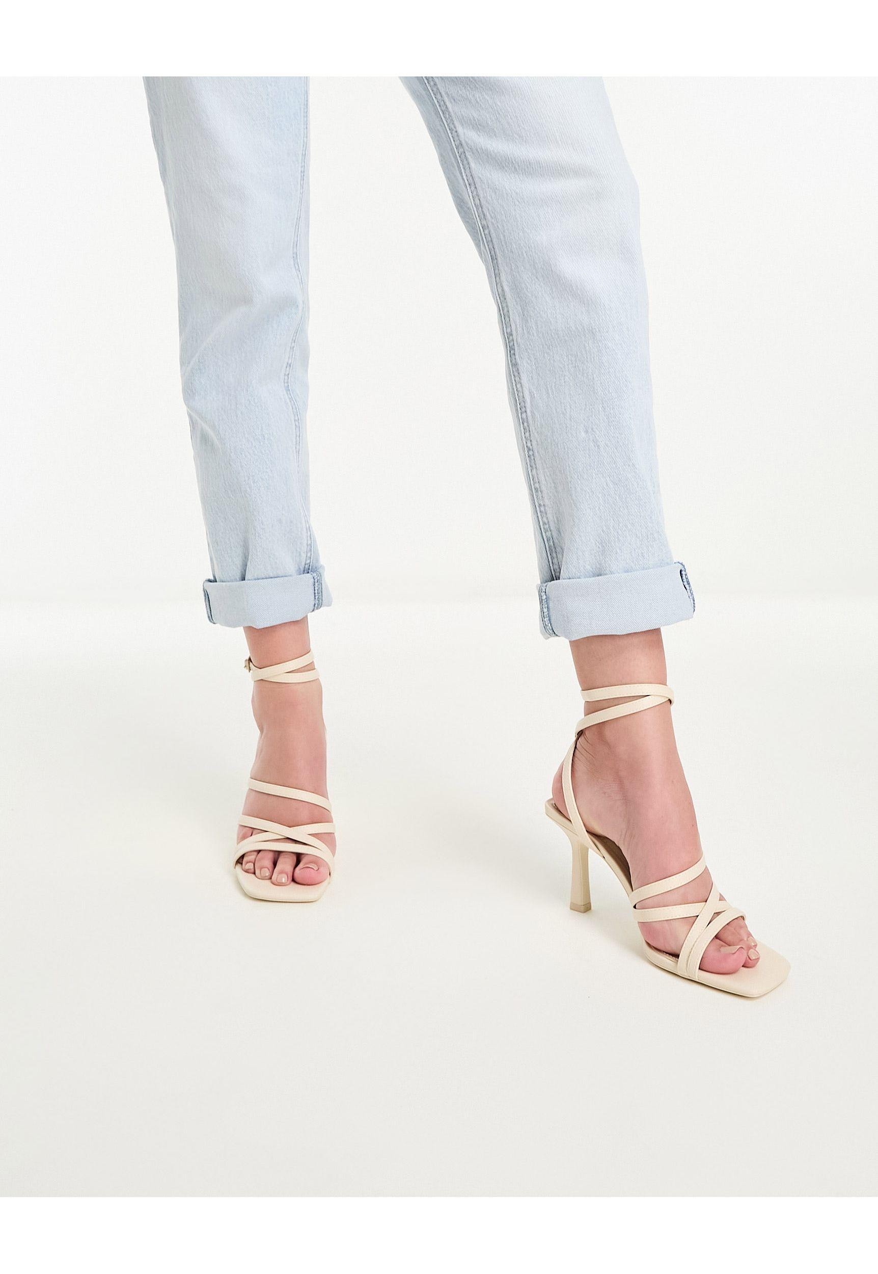 Bershka Multi Strap Heeled Sandals in White | Lyst