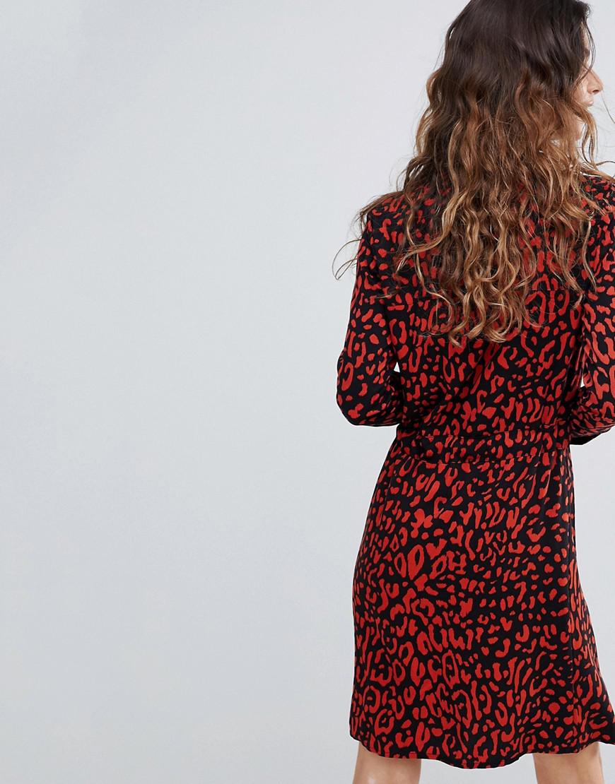 warehouse red leopard dress