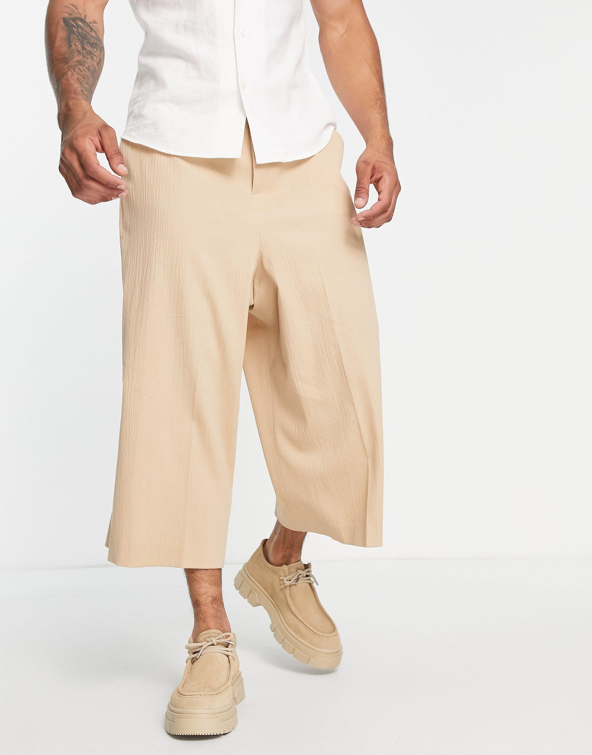 ASOS Extreme Wide Leg Culotte Smart Trousers in Natural for Men | Lyst  Canada