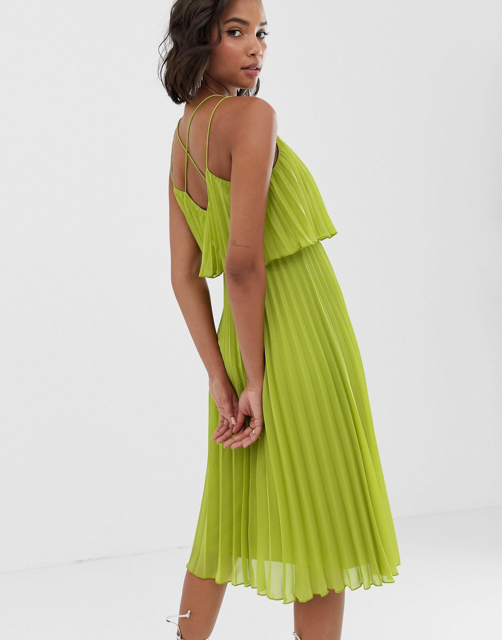 pleated crop top midi dress