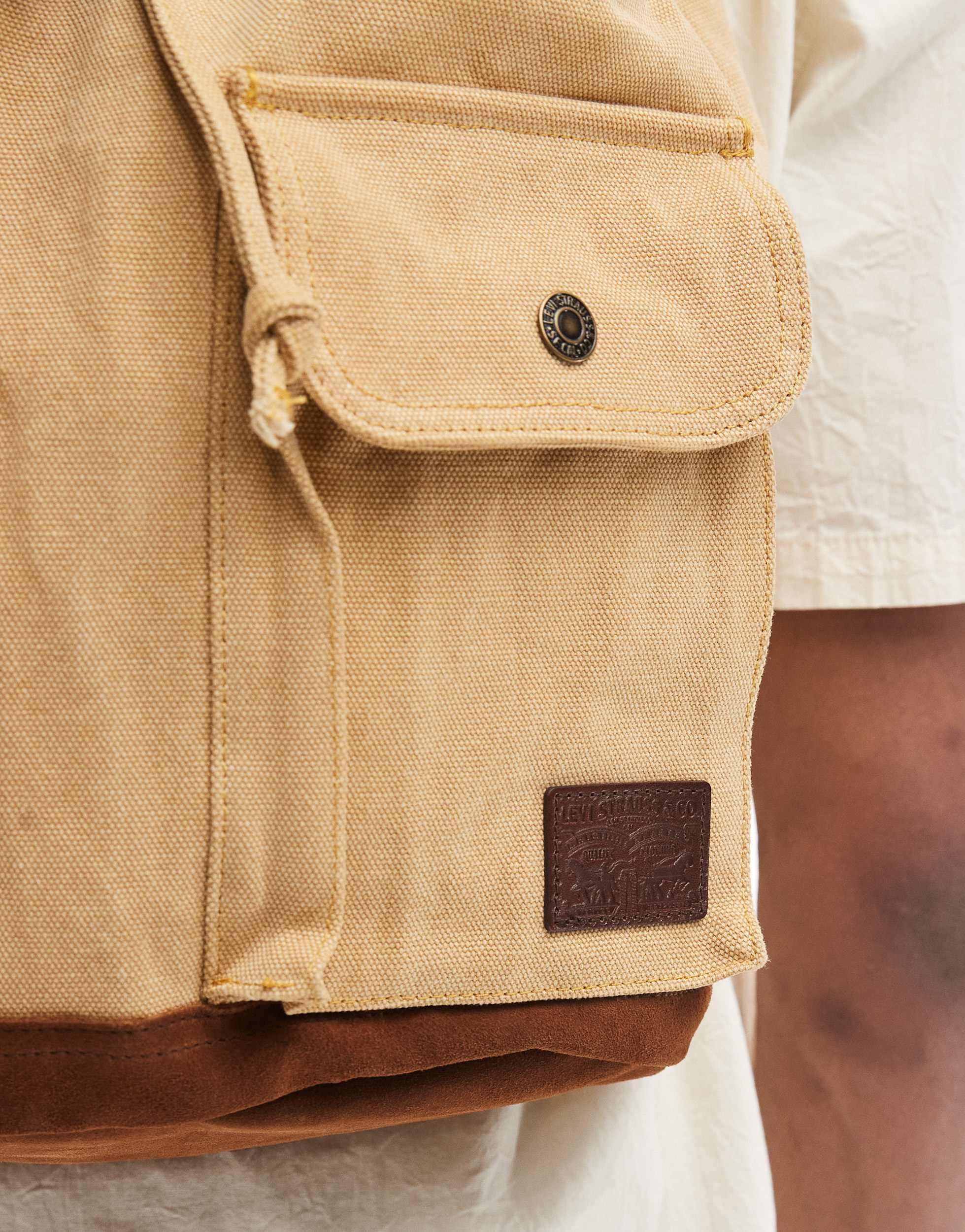 Levi\'s Yellow, White and Olive Canvas Backpack Duo with Small Olive Pouch Levi main image 3