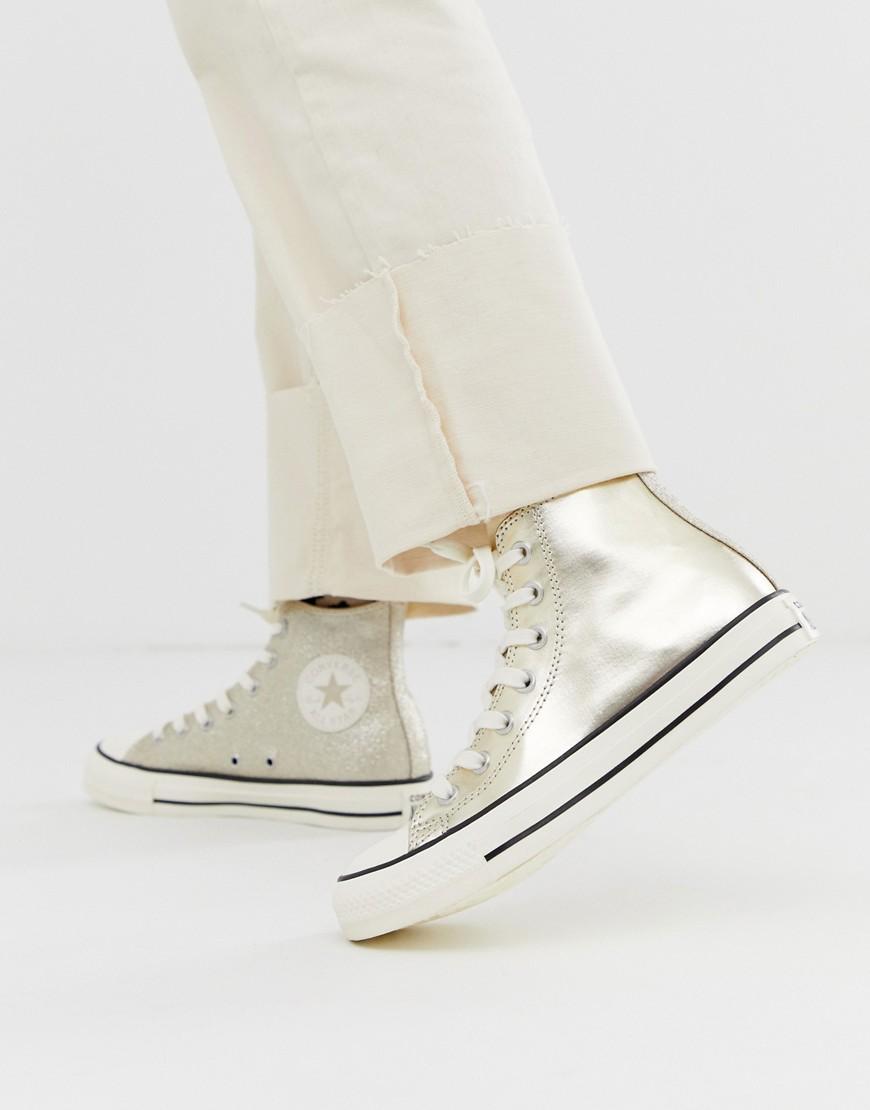 Chuck Taylor - Sneakers alte con glitter oro di Converse in Metallizzato |  Lyst