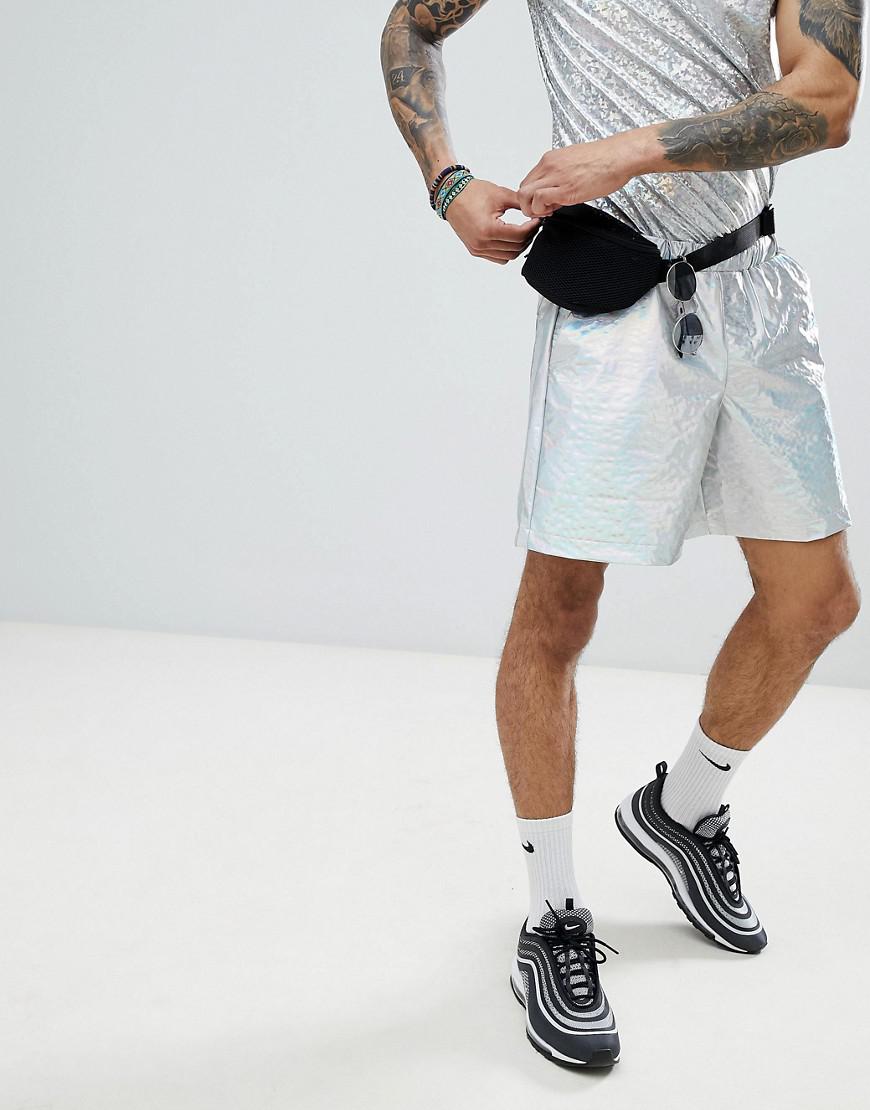 metallic shorts mens
