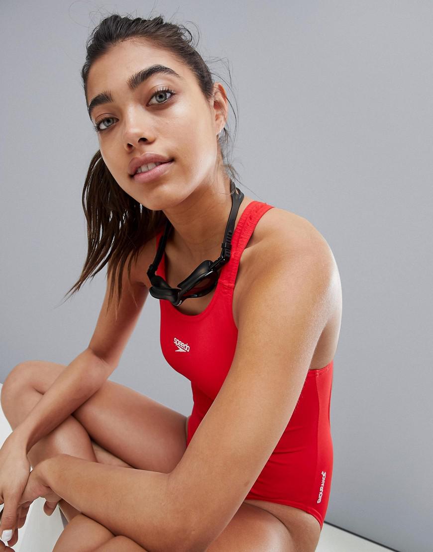 Speedo Synthetic Essential Endurance+ Medalist Swimsuit in Red Lyst