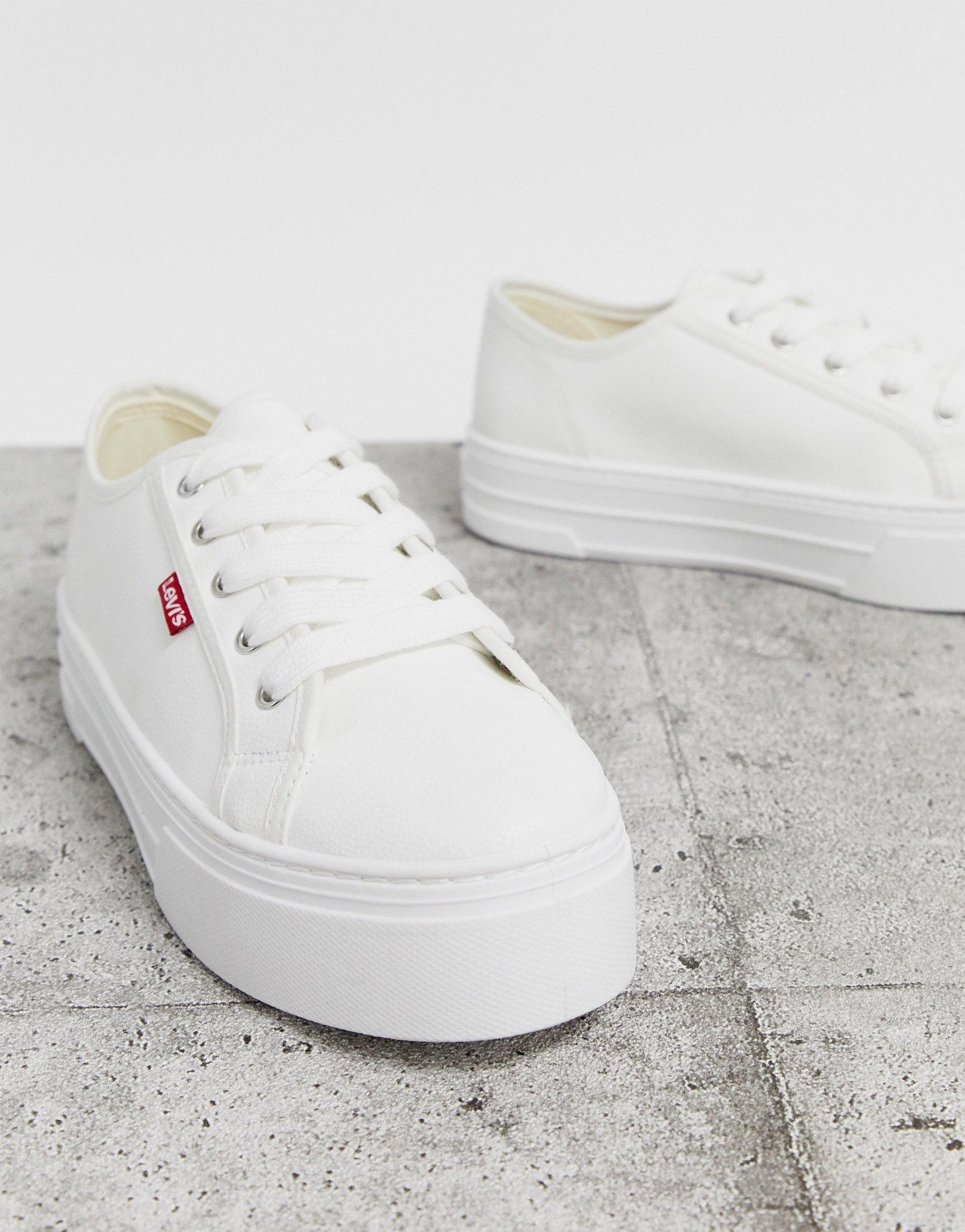levis white platform trainers