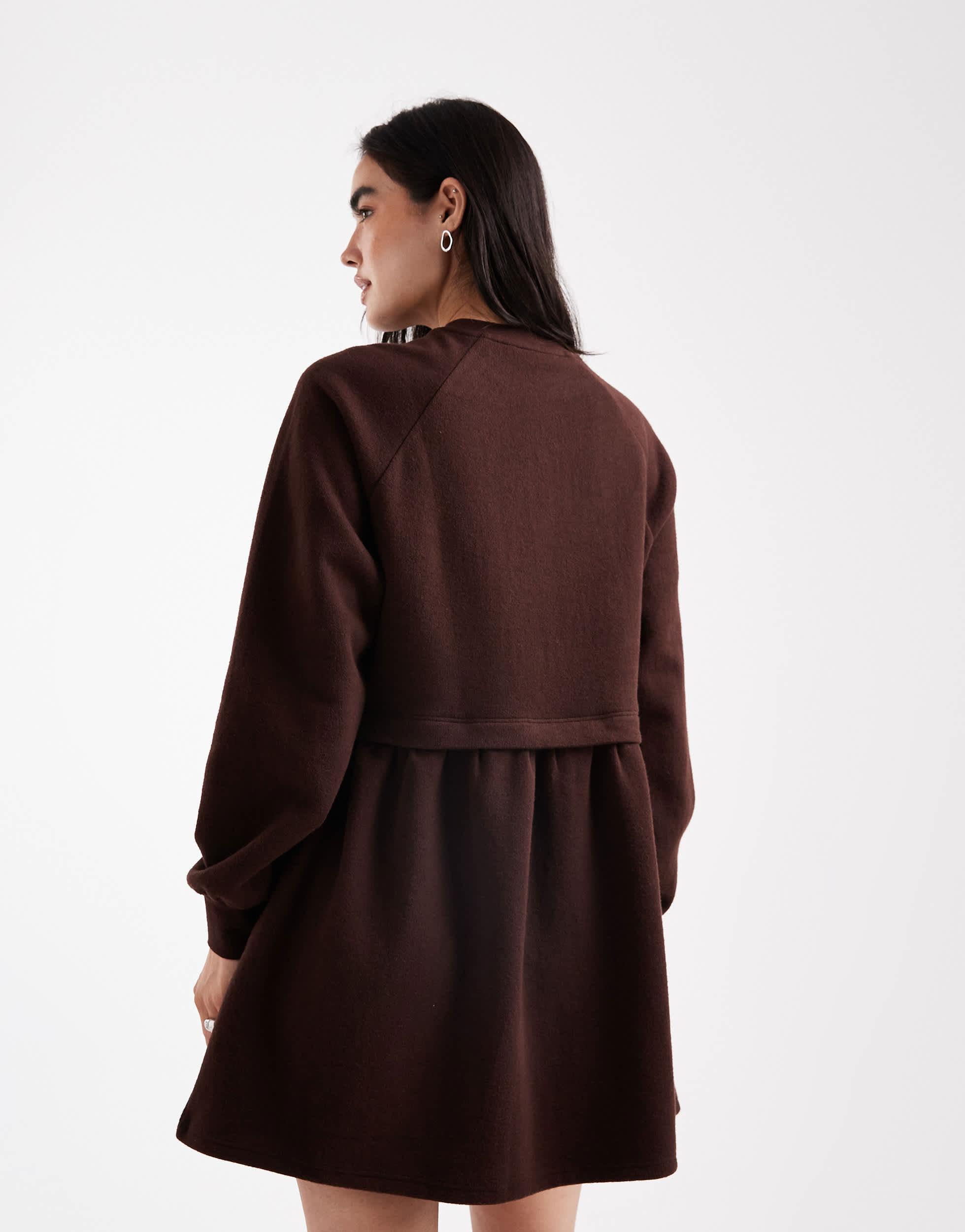 Miss Selfridge Super Soft Brushed Smock Dress in Brown | Lyst Miss Selfridge Super Soft Brushed Smock Dress in Brown | Lyst