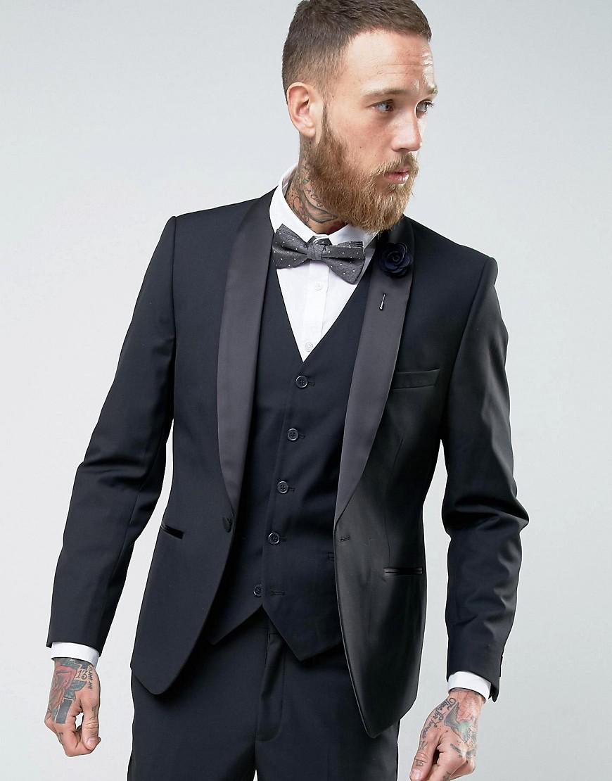 Lyst - French Connection Slim Fit Black Shawl Collar Tuxedo Jacket in ...