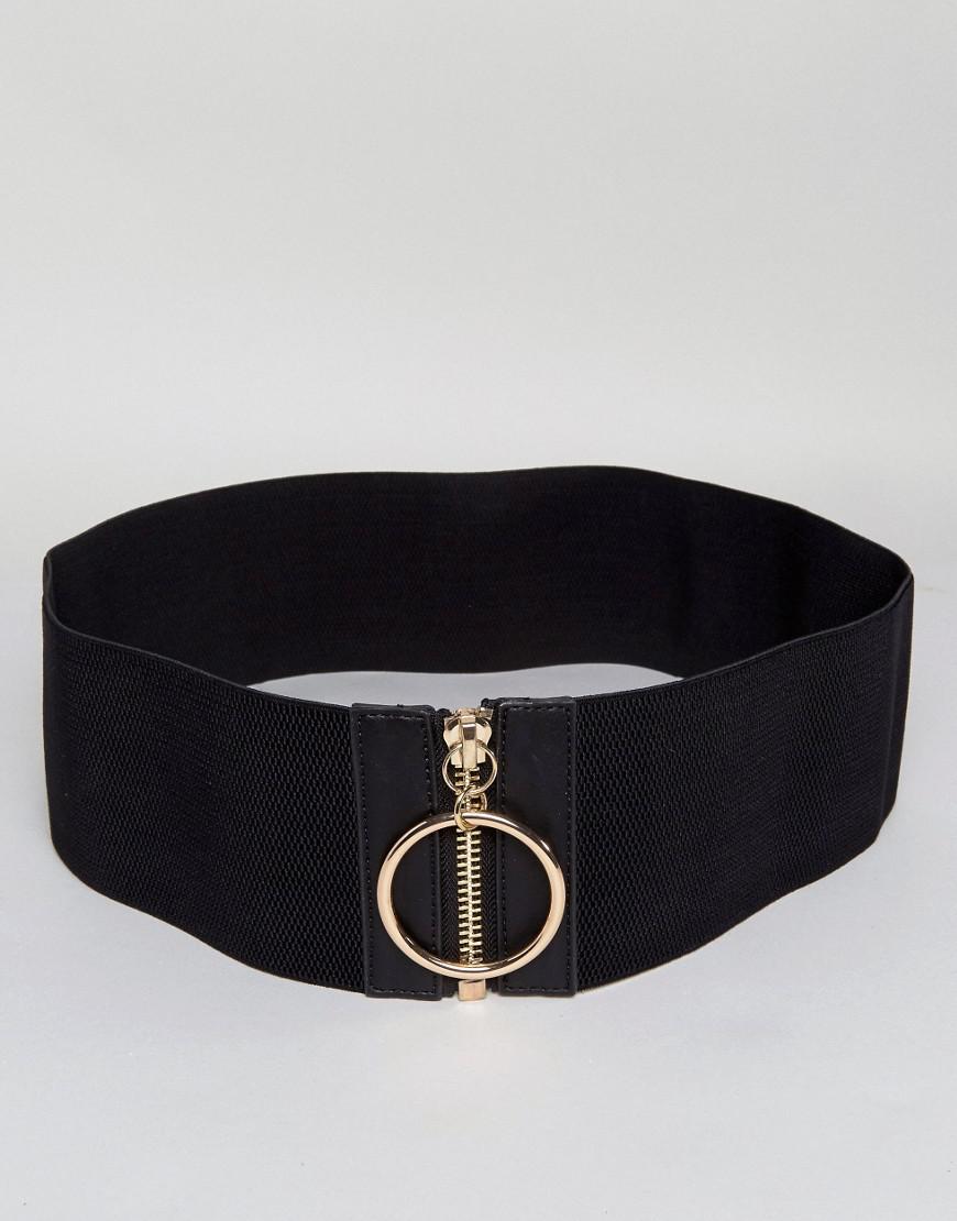 ASOS Denim Wide Elastic Waist Belt in Black - Lyst