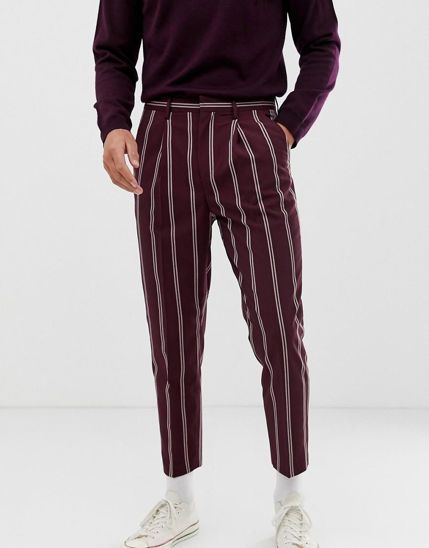 striped tapered trousers