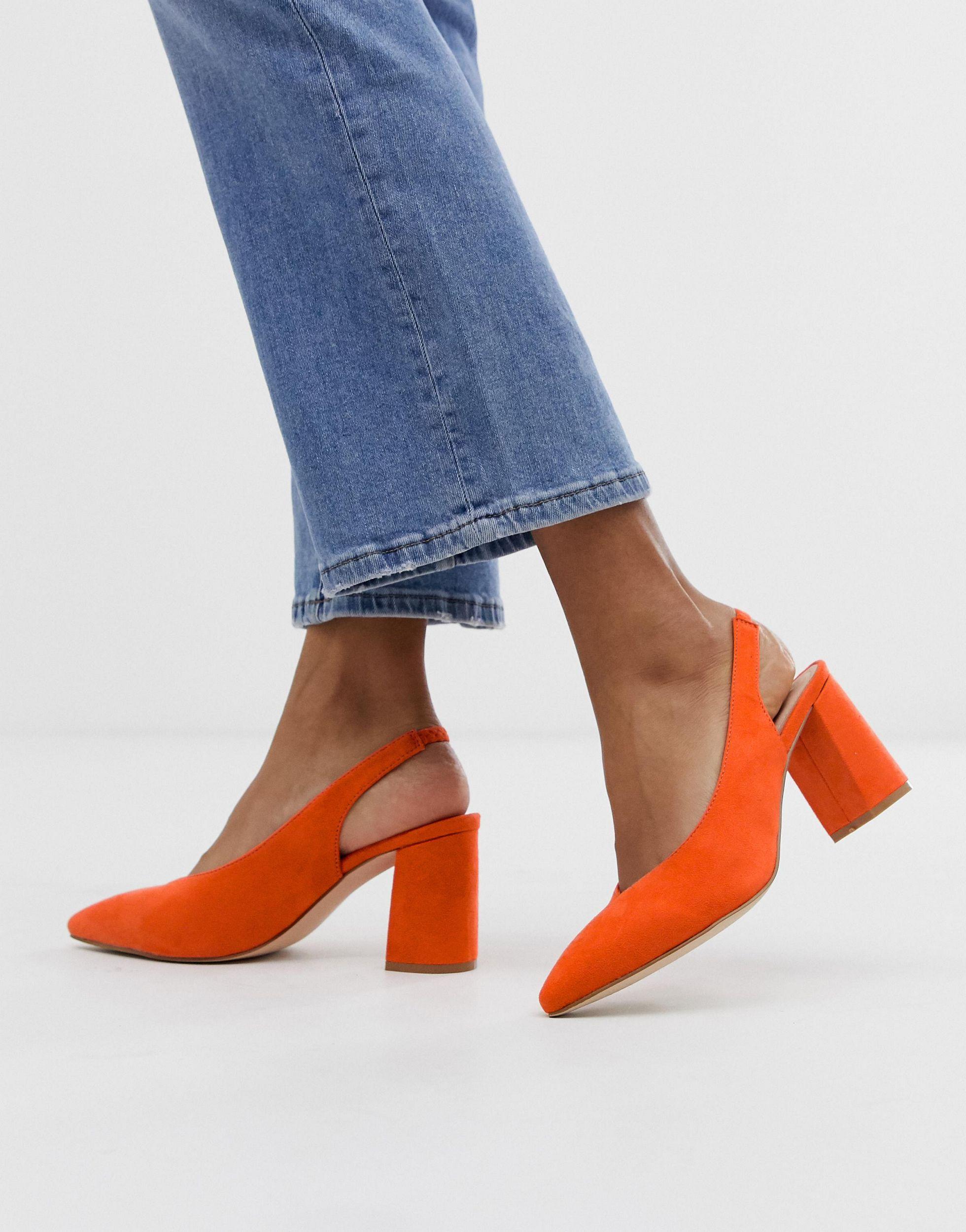 Scarpe arancione acceso con tacco largo e cinturino posteriore di Glamorous  in Arancione | Lyst