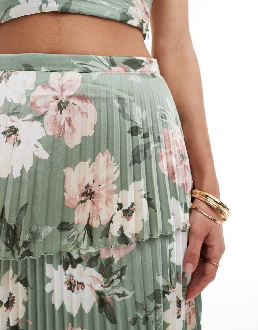 Floral Print Asos Midi Skirt Green Abercrombie Fitch Tiered Floral