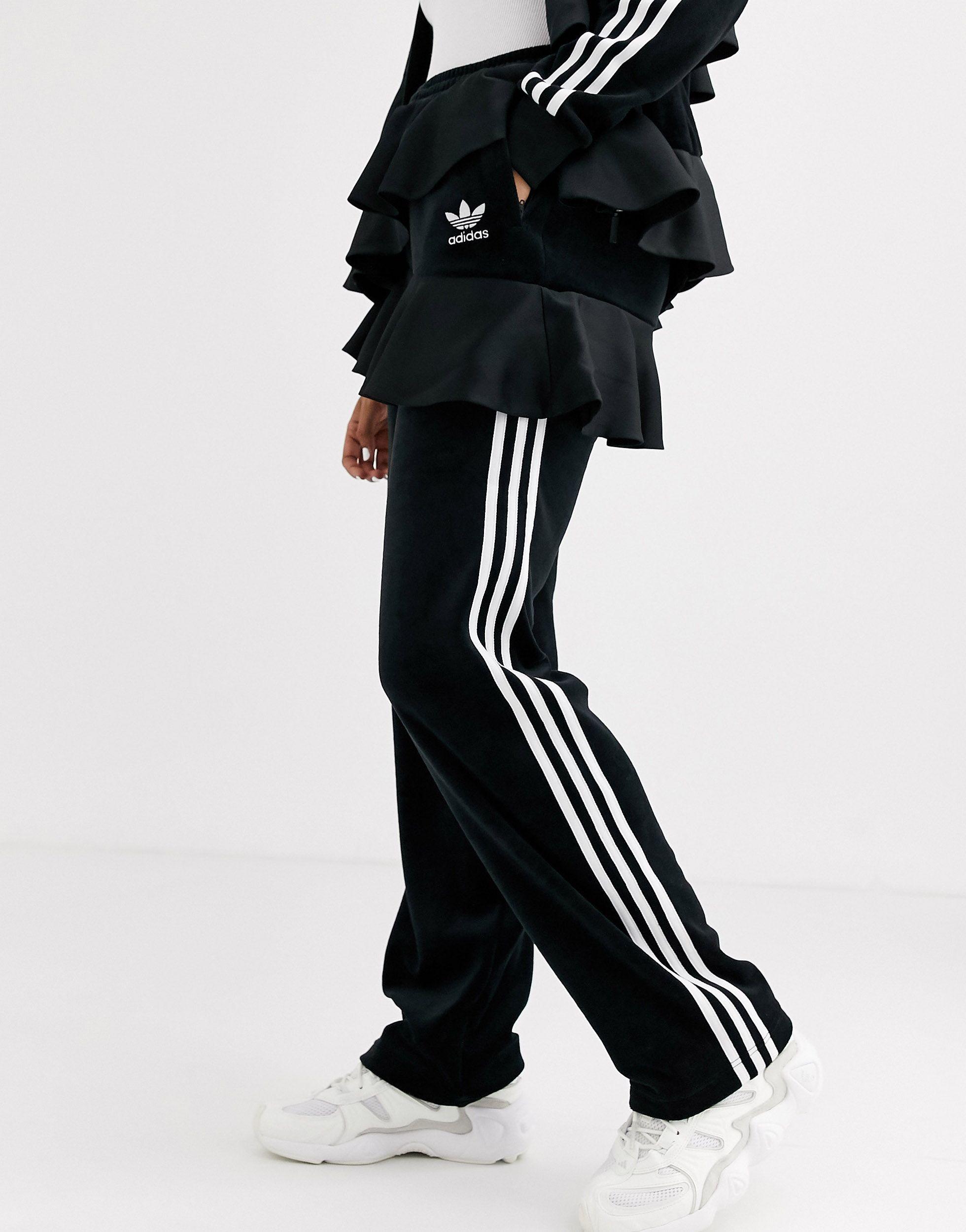 adidas Originals X J Koo Trefoil Ruffle Track Pant in Black adidas Originals X J Koo Trefoil Ruffle Track Pant in Black