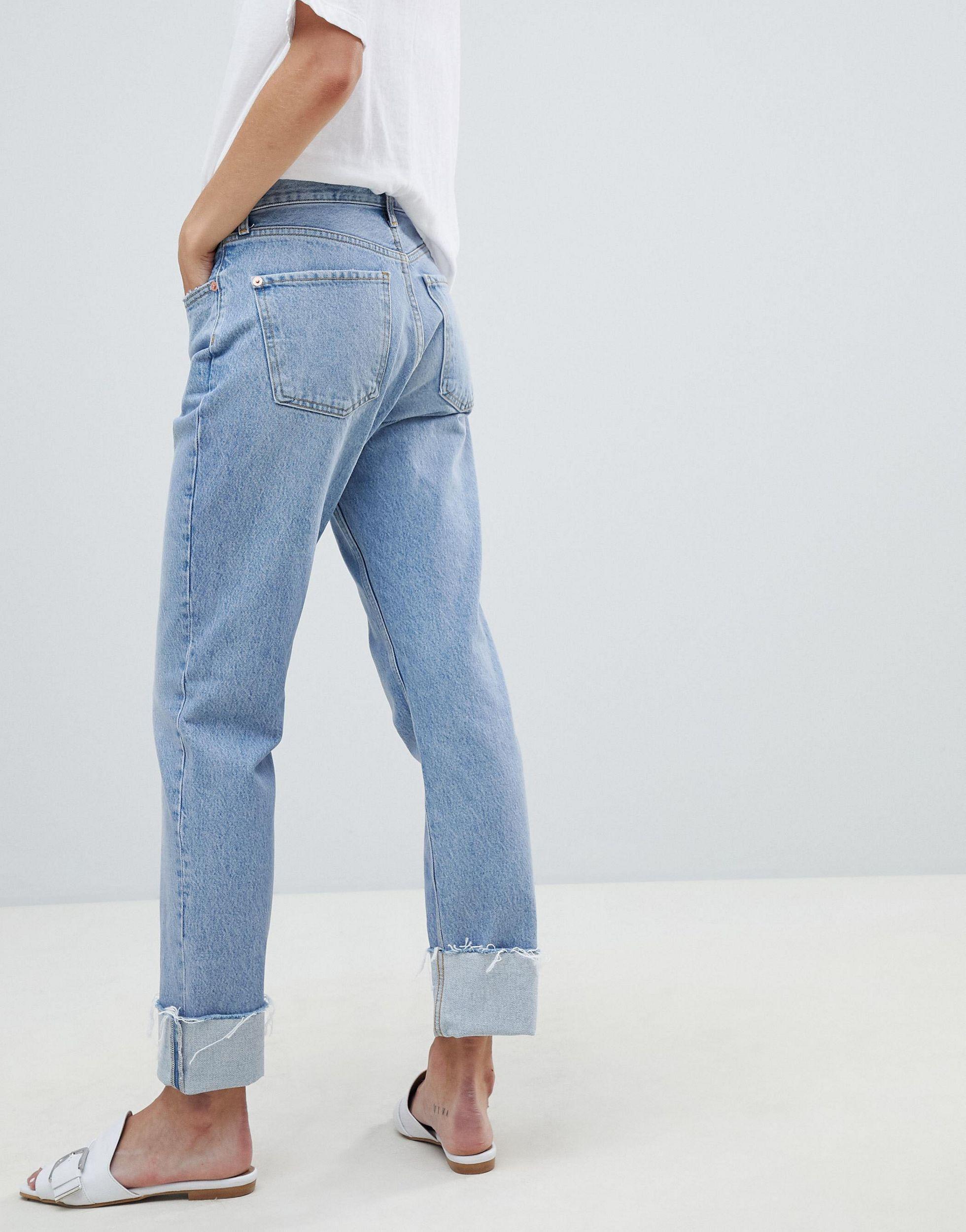 Mango Denim Jeans Met Rechte Pijpen Met Omslag in het Blauw - Lyst