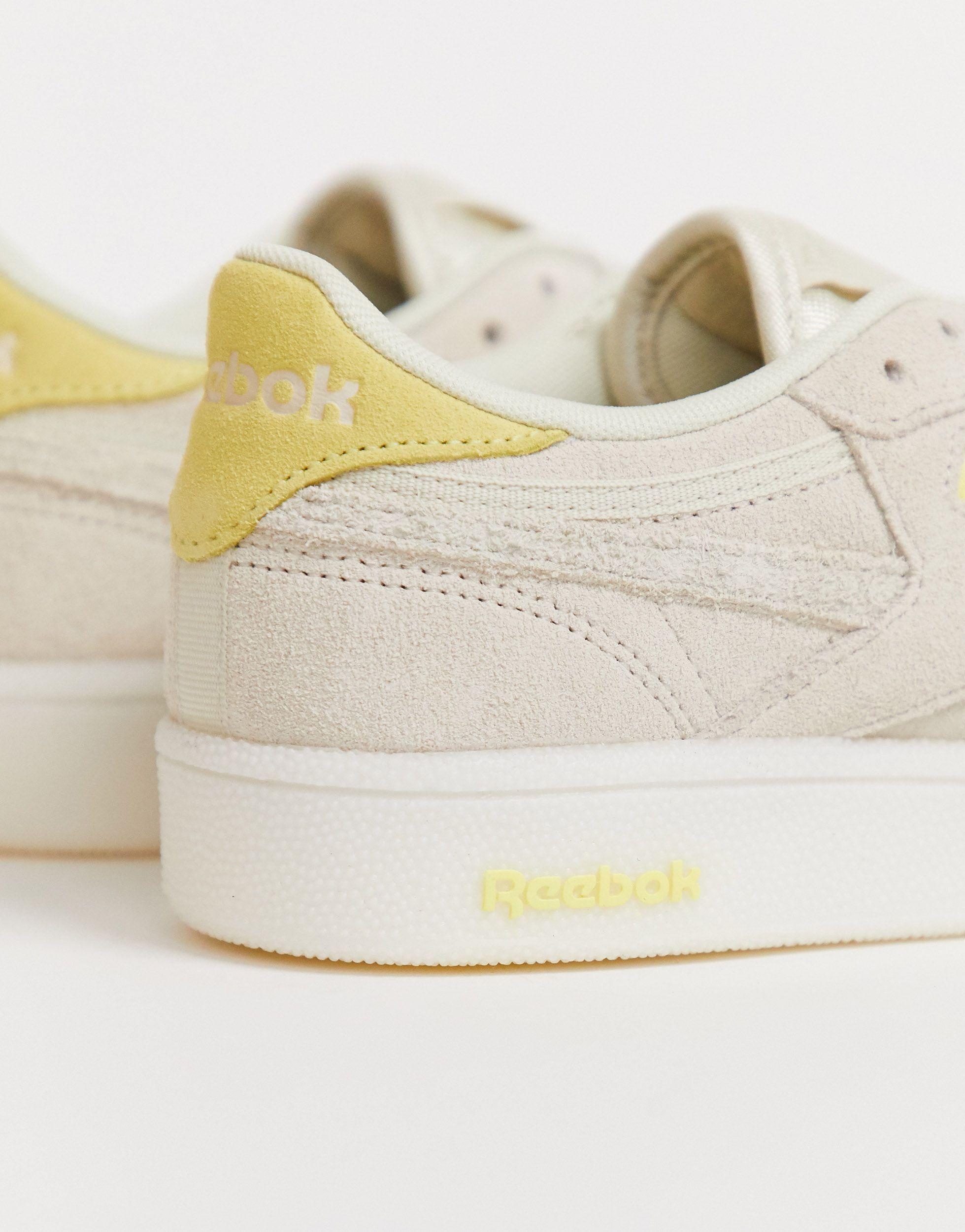 Reebok Exclusive To Asos Suede Club With Neon Heel Counter-white Lyst