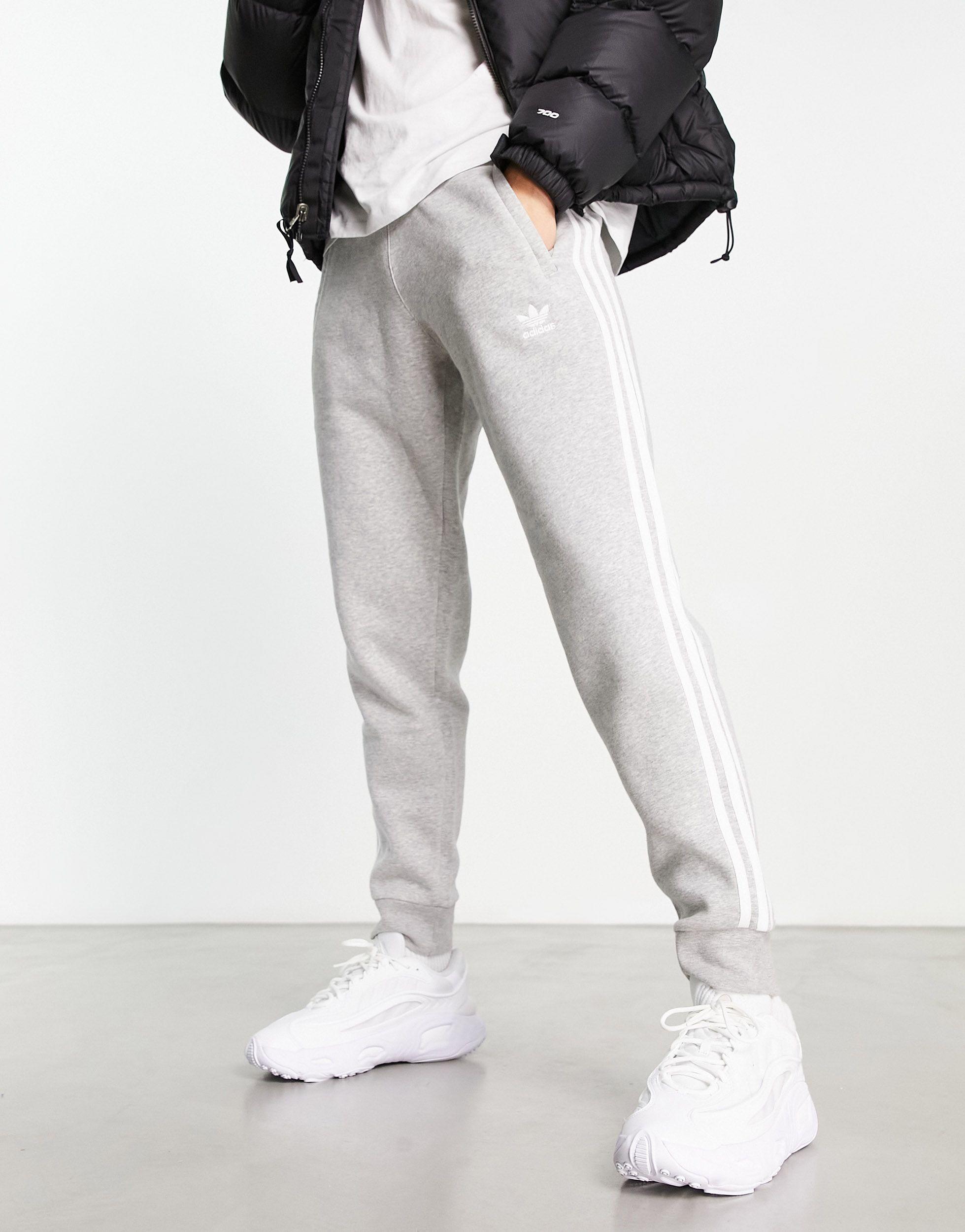 Joggers grises con tres rayas adidas Originals de hombre de color Blanco |  Lyst