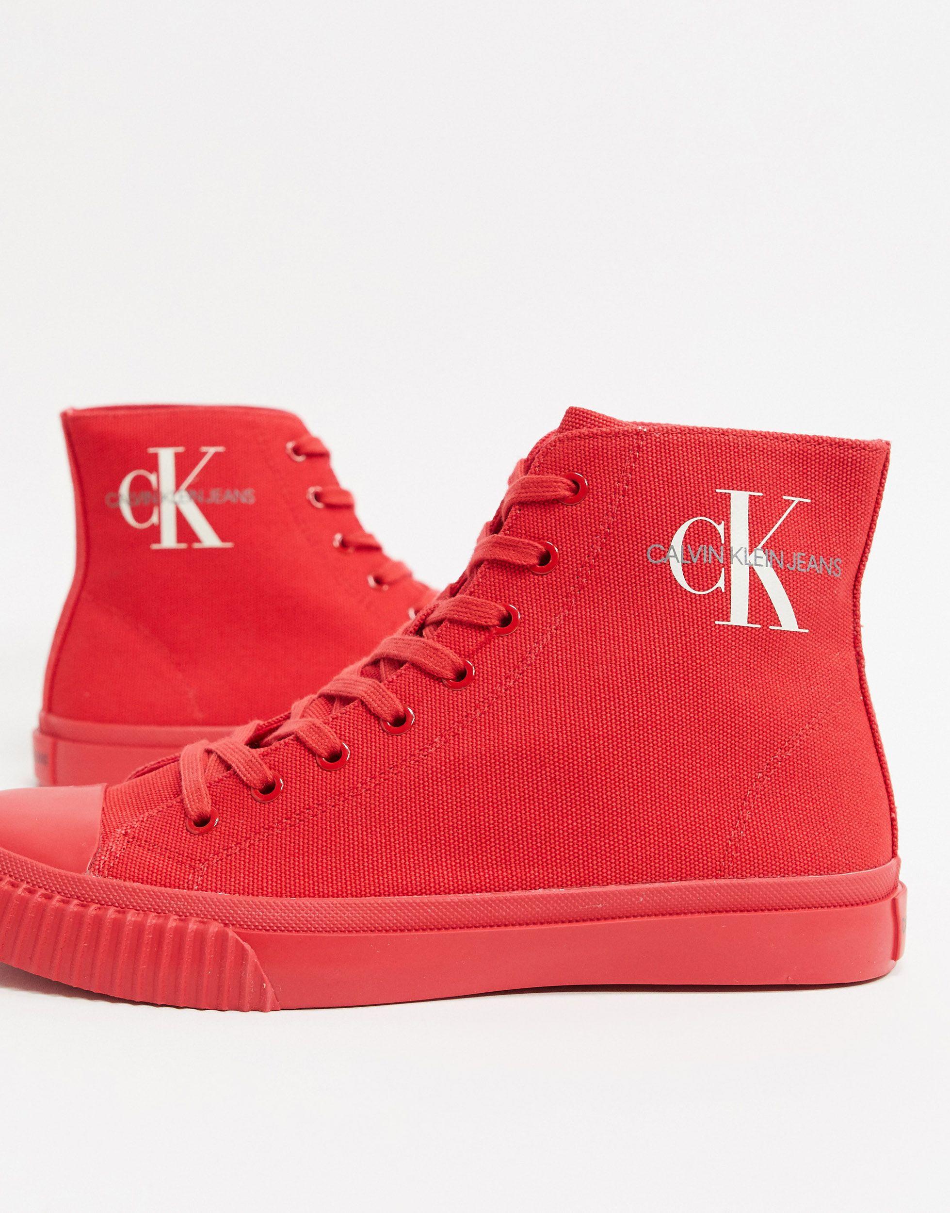 distance behave Injection Calvin Klein Jeans Icaro Canvas High Top Sneakers in Red for Men | Lyst