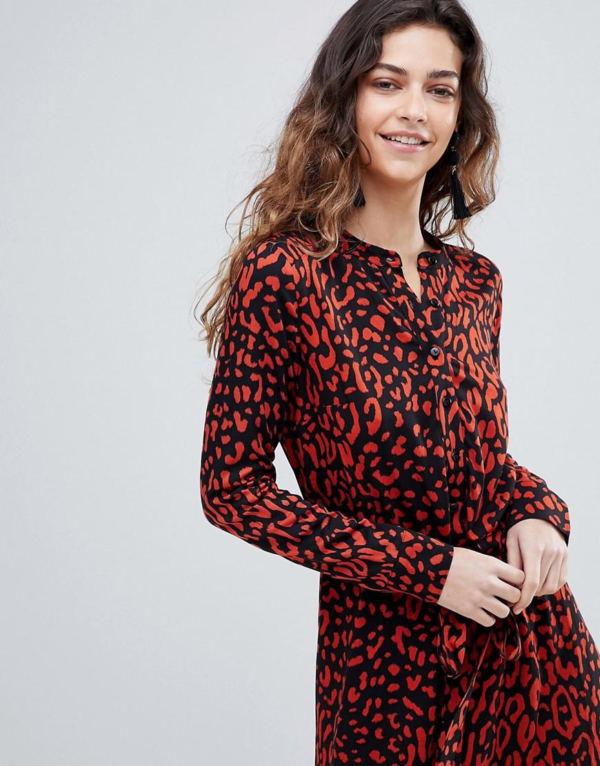 warehouse leopard shirt dress